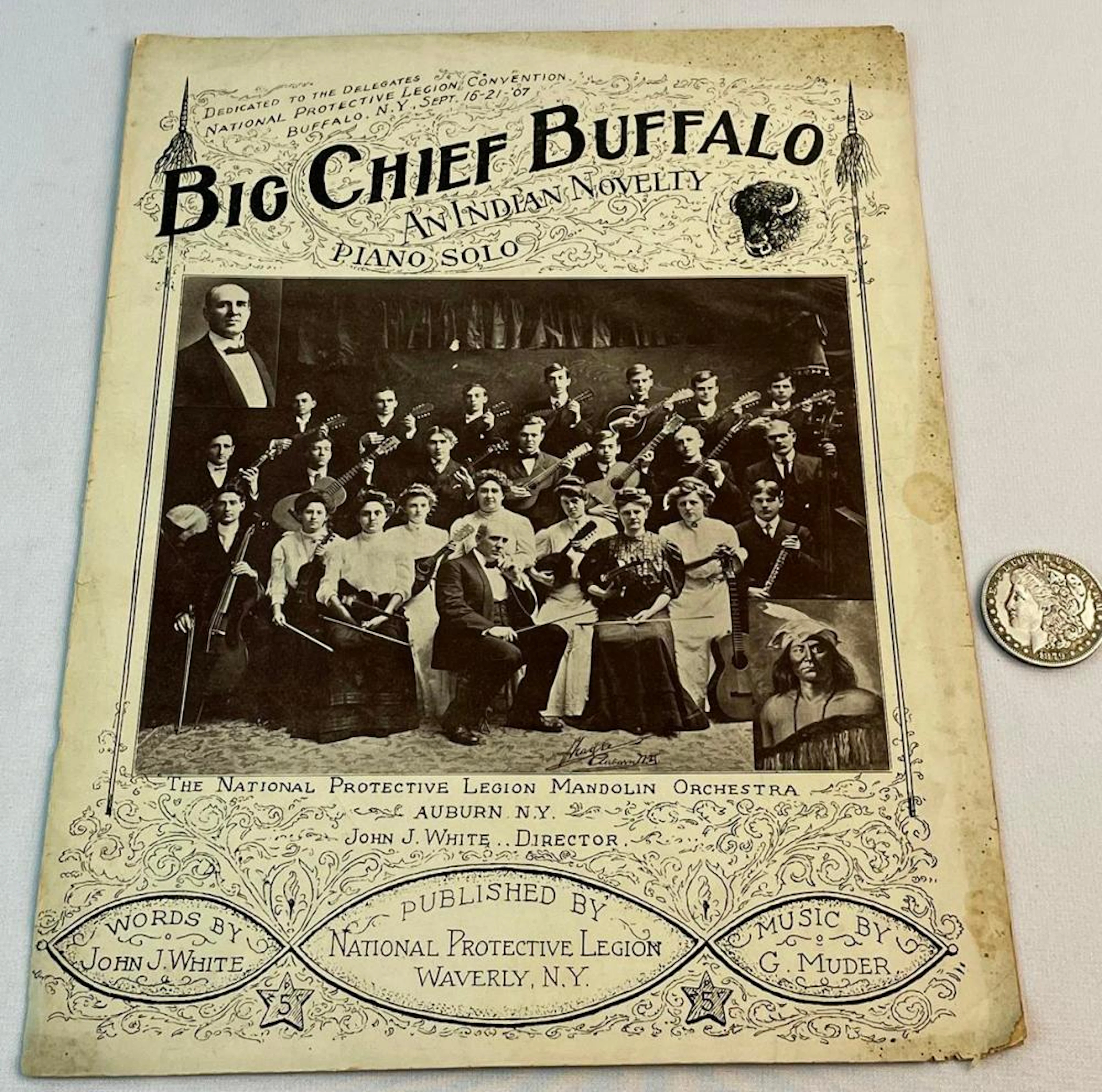 Antique 1907 "Big Chief Buffalo" An Indian Novelty Piano...