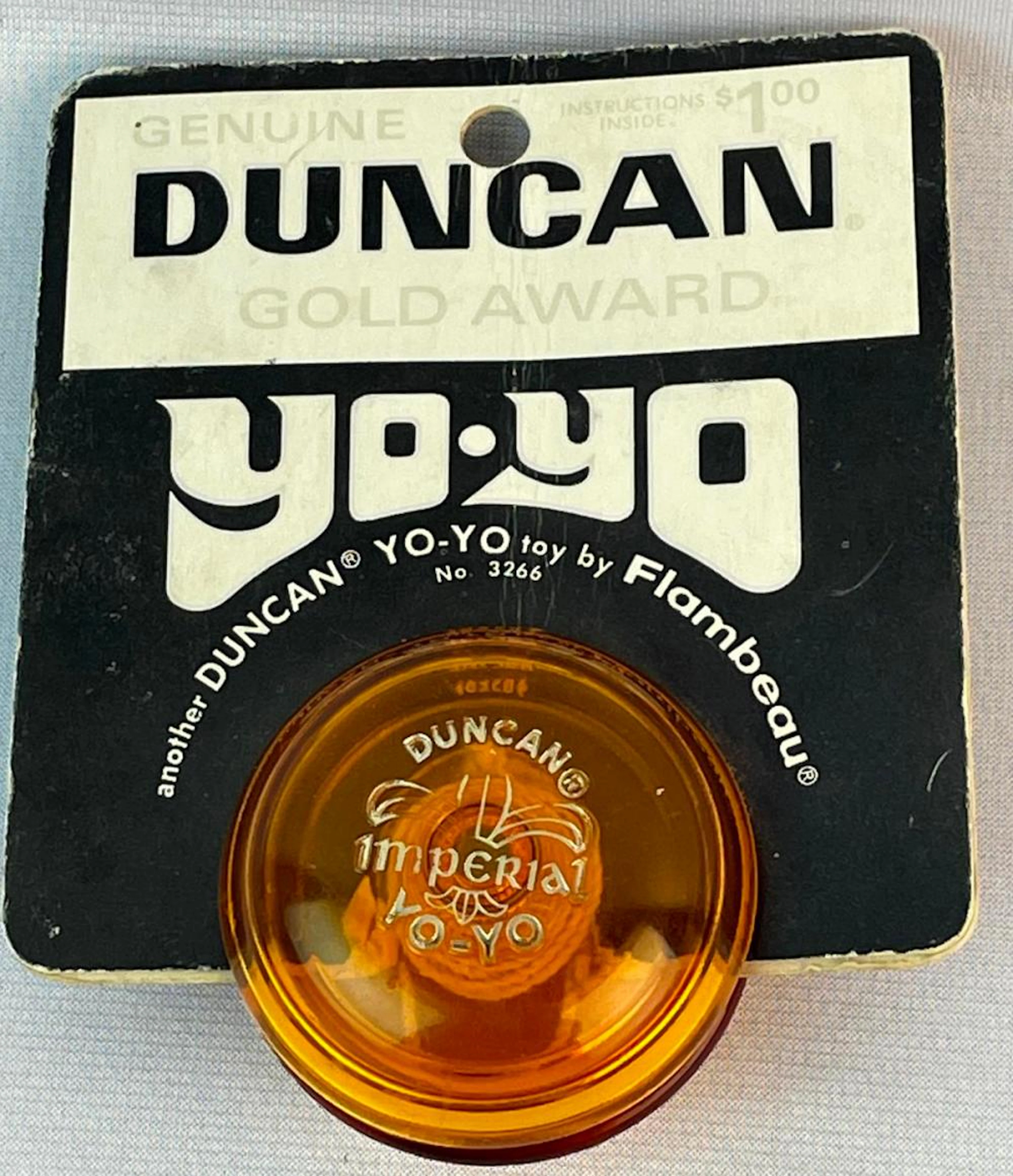 Vintage Duncan Imperial Genuine Gold Award Orange Yo - Yo CARDED