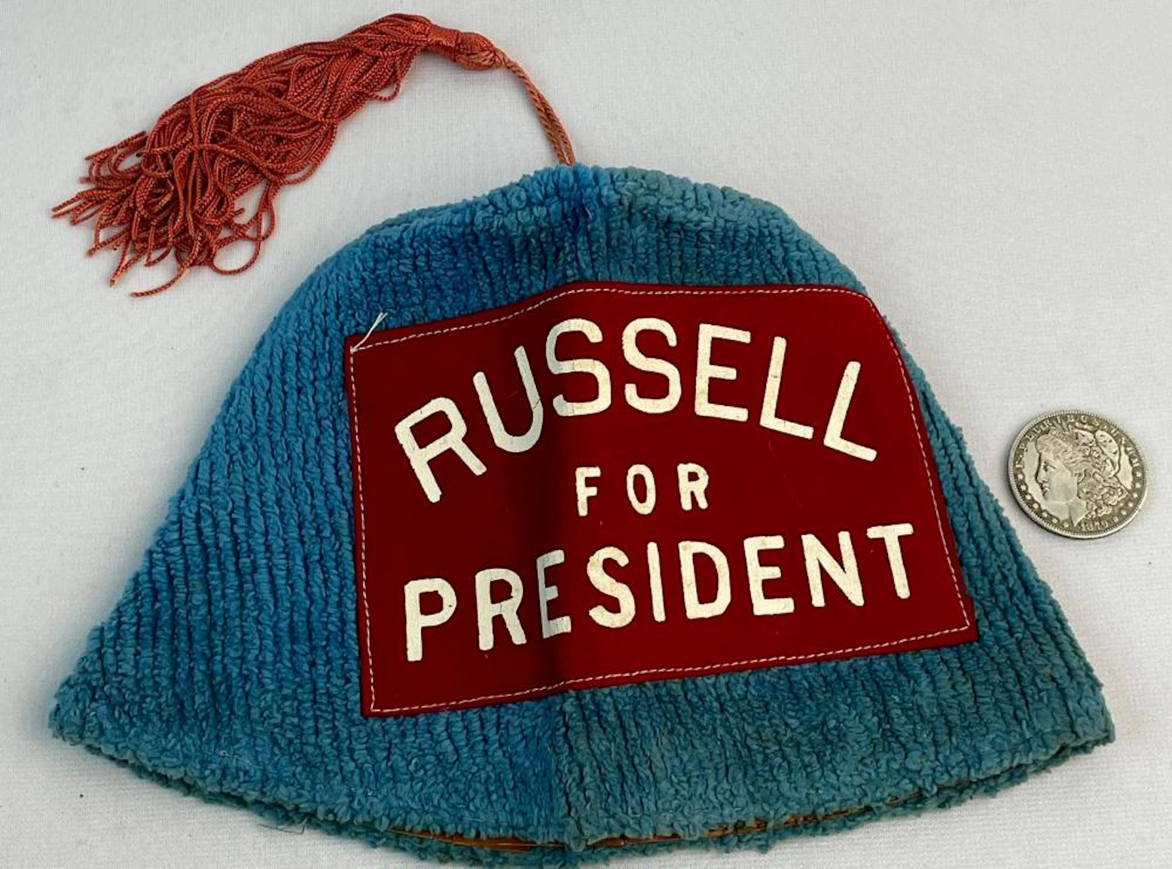 RARE Vintage 1952 Presidential Campaign "Russell For President" Hat w/ Tassel