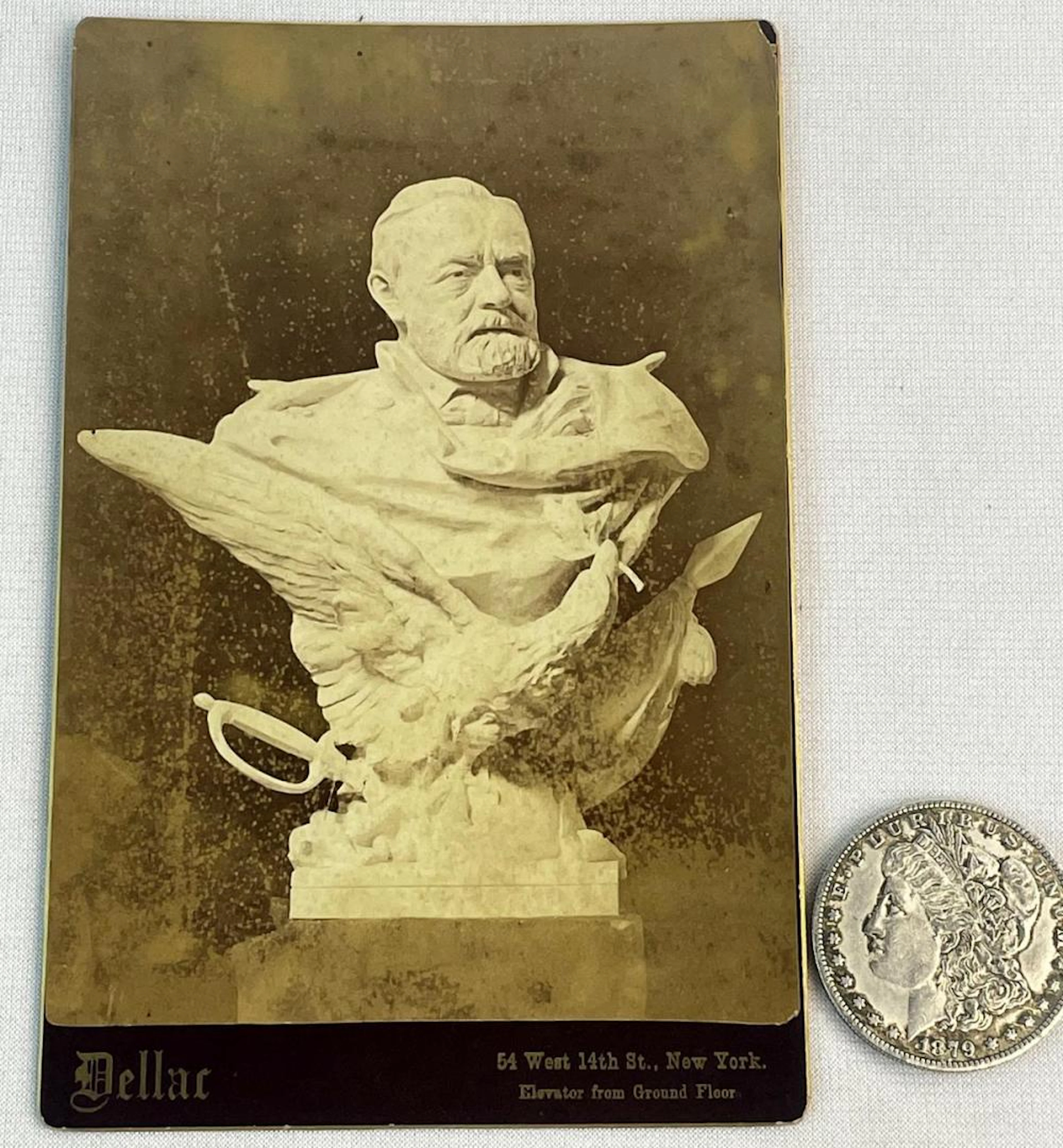 Antique c. 1890 Ulysses S. Grant Memorial Bust Sculpture Cabinet Card Photograph