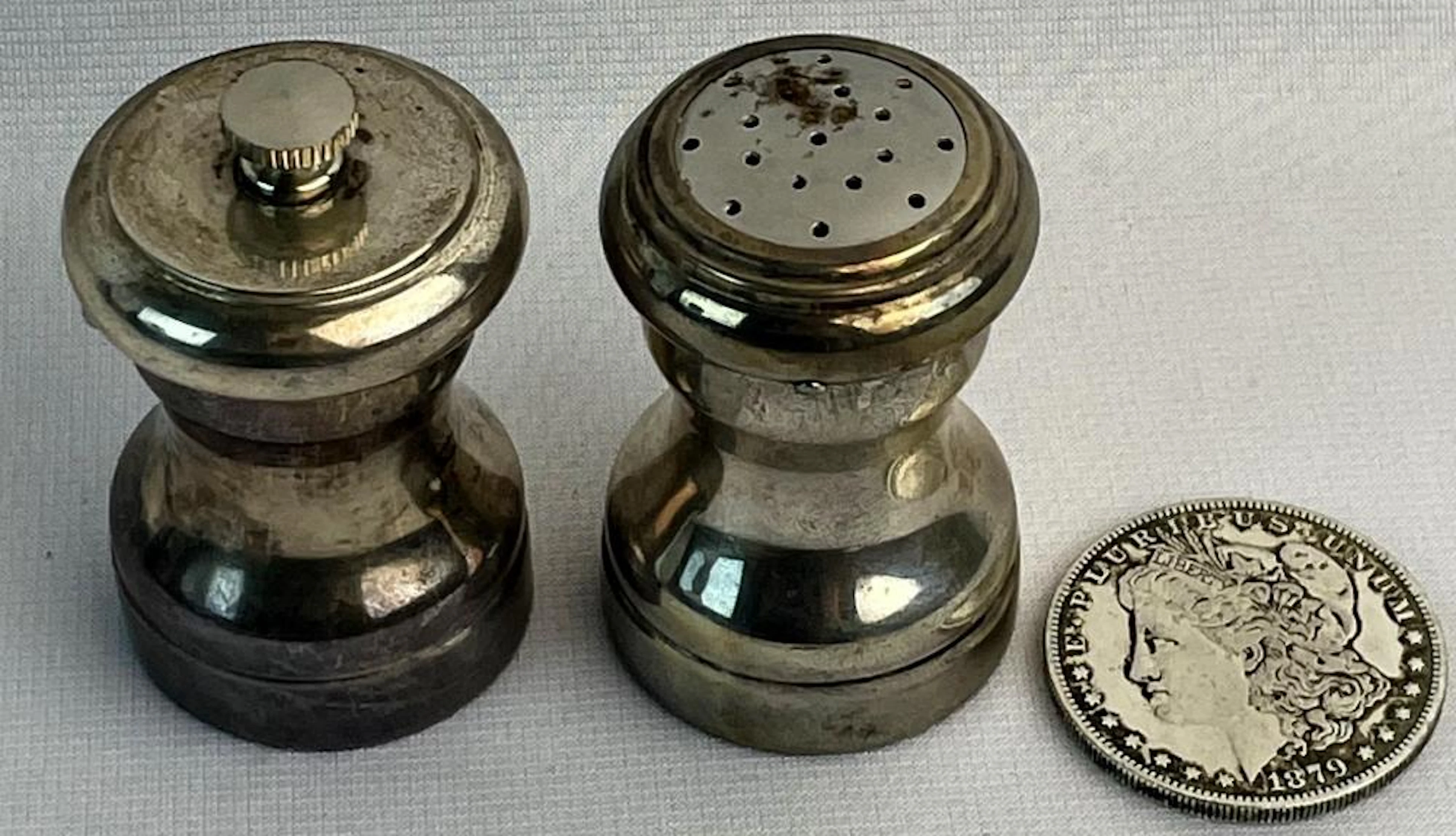 Vintage Signed Amston Sterling Silver Salt Shaker & Pepper Grinder