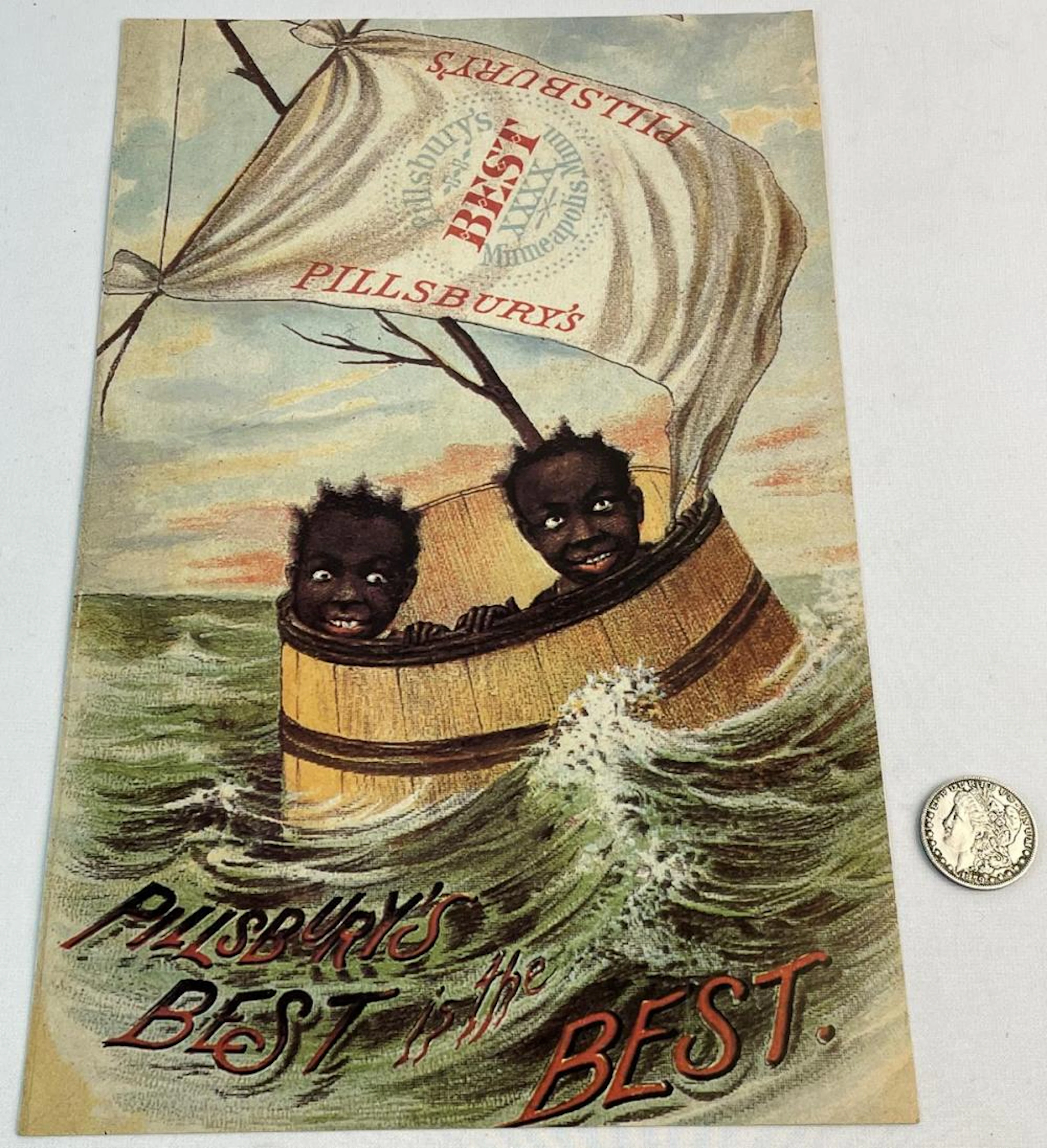 Pillsbury's Best Flour Black Americana Boys Sailing Advertising Repo Poster