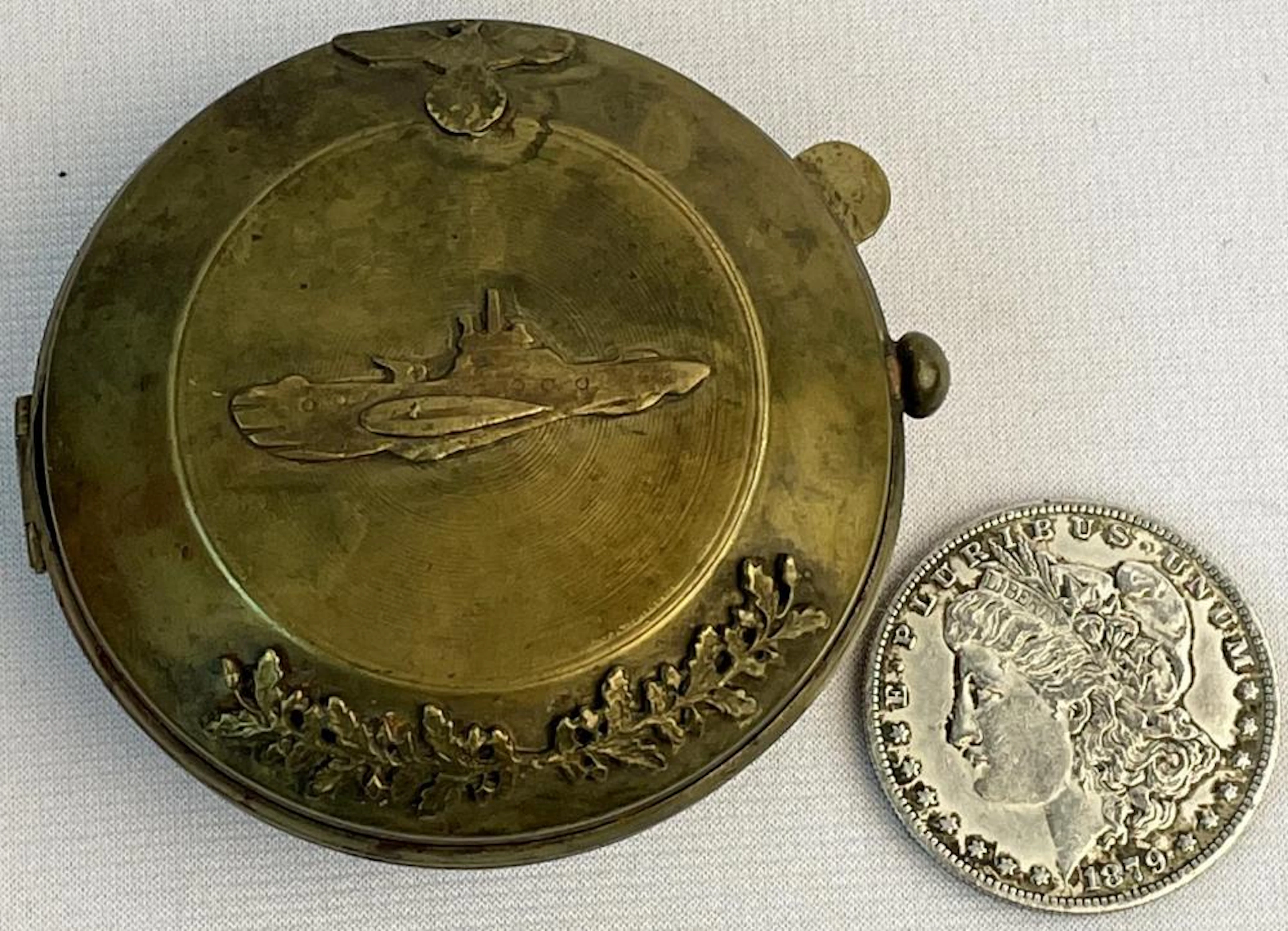 RARE Vintage 1939 German Kriegsmarine U-Boat Pocket Watch Brass Etui / Case