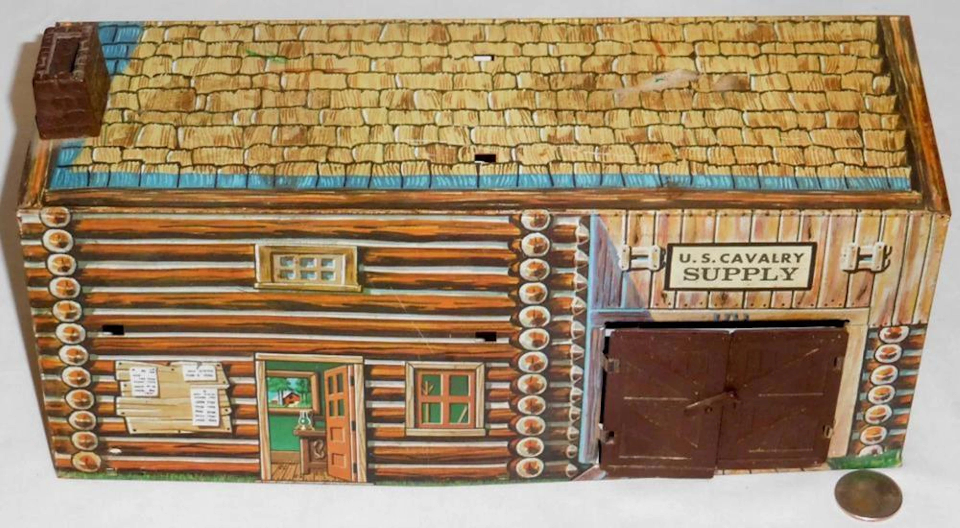 Vintage 1950's Marx Toys Fort Apache Tin Litho U.S. Cavalry Supply Building
