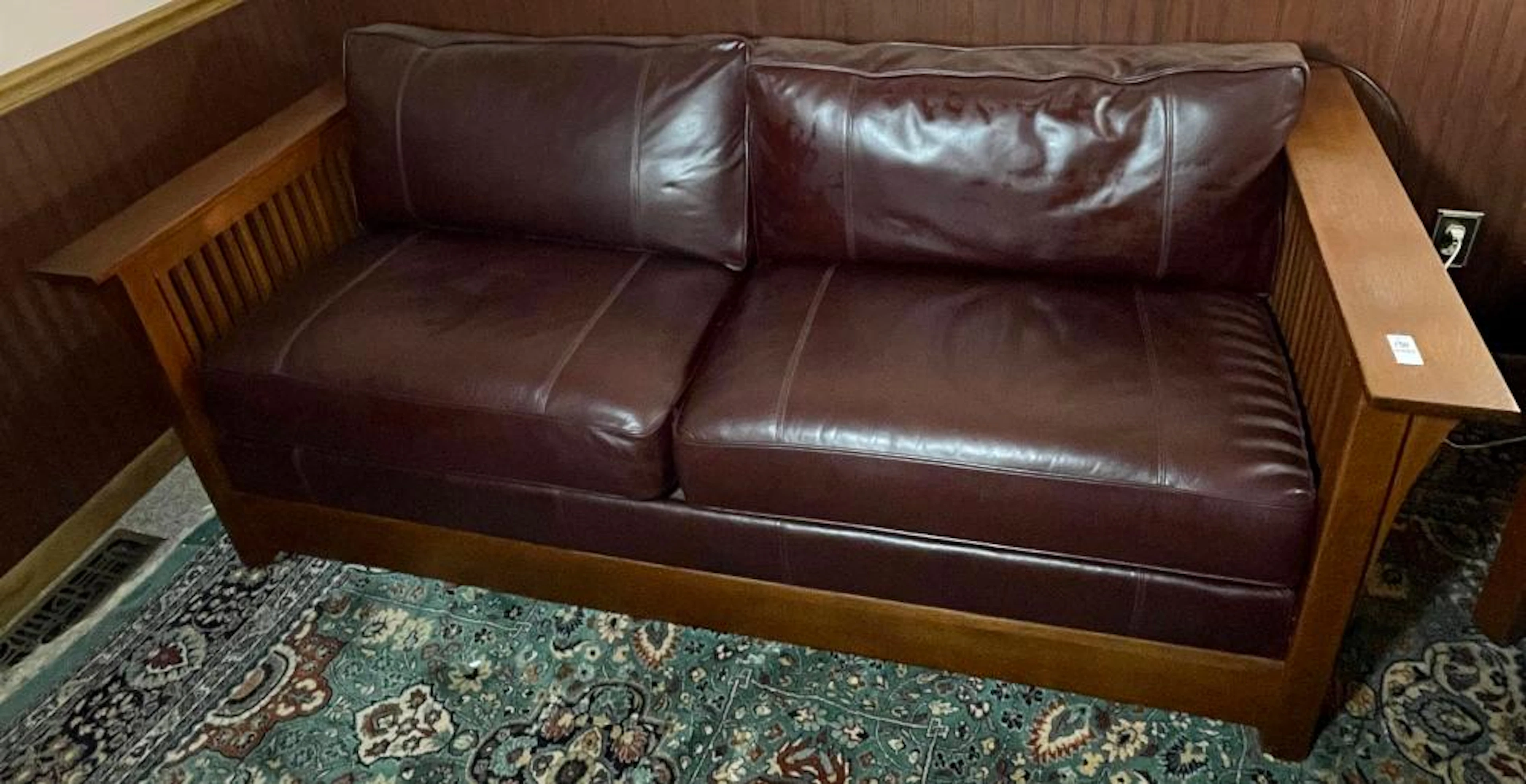 Stickley Mission Oak Fayetteville Leather Sleeper Sofa...