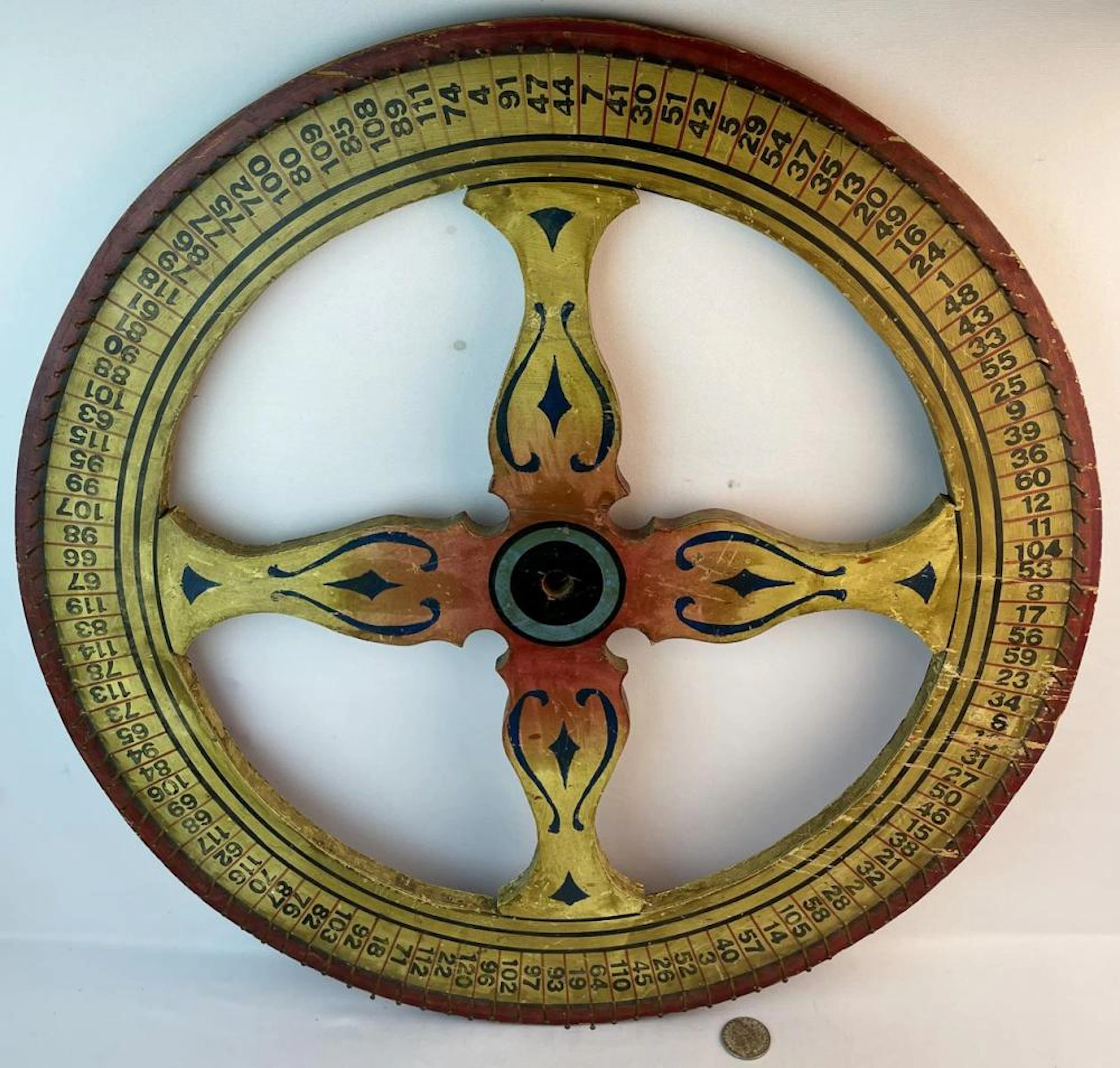 Antique 19th Century Carnival Gaming Wheel w/ Original...
