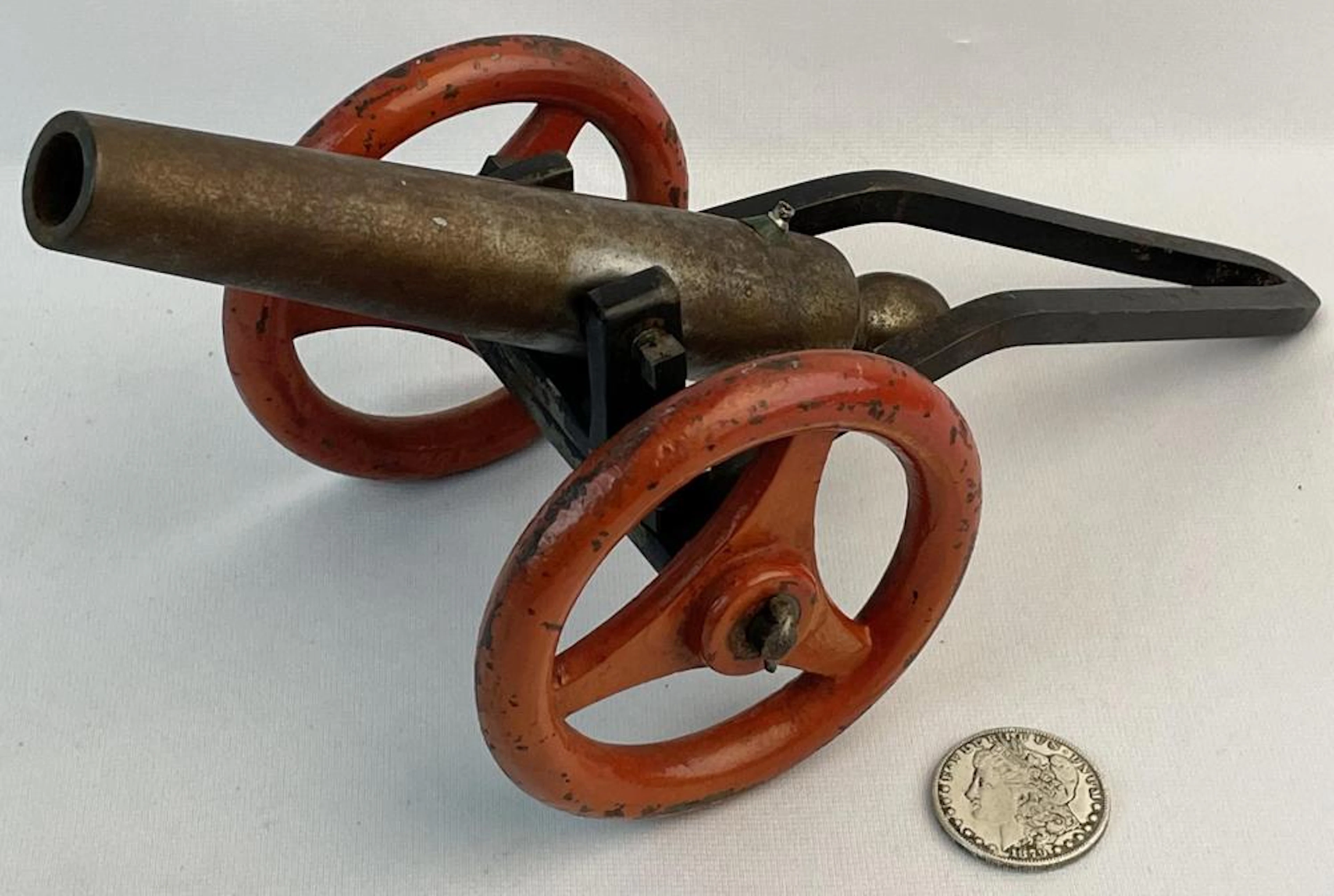 Vintage Handmade Metal Toy Cannon 13.5" Long