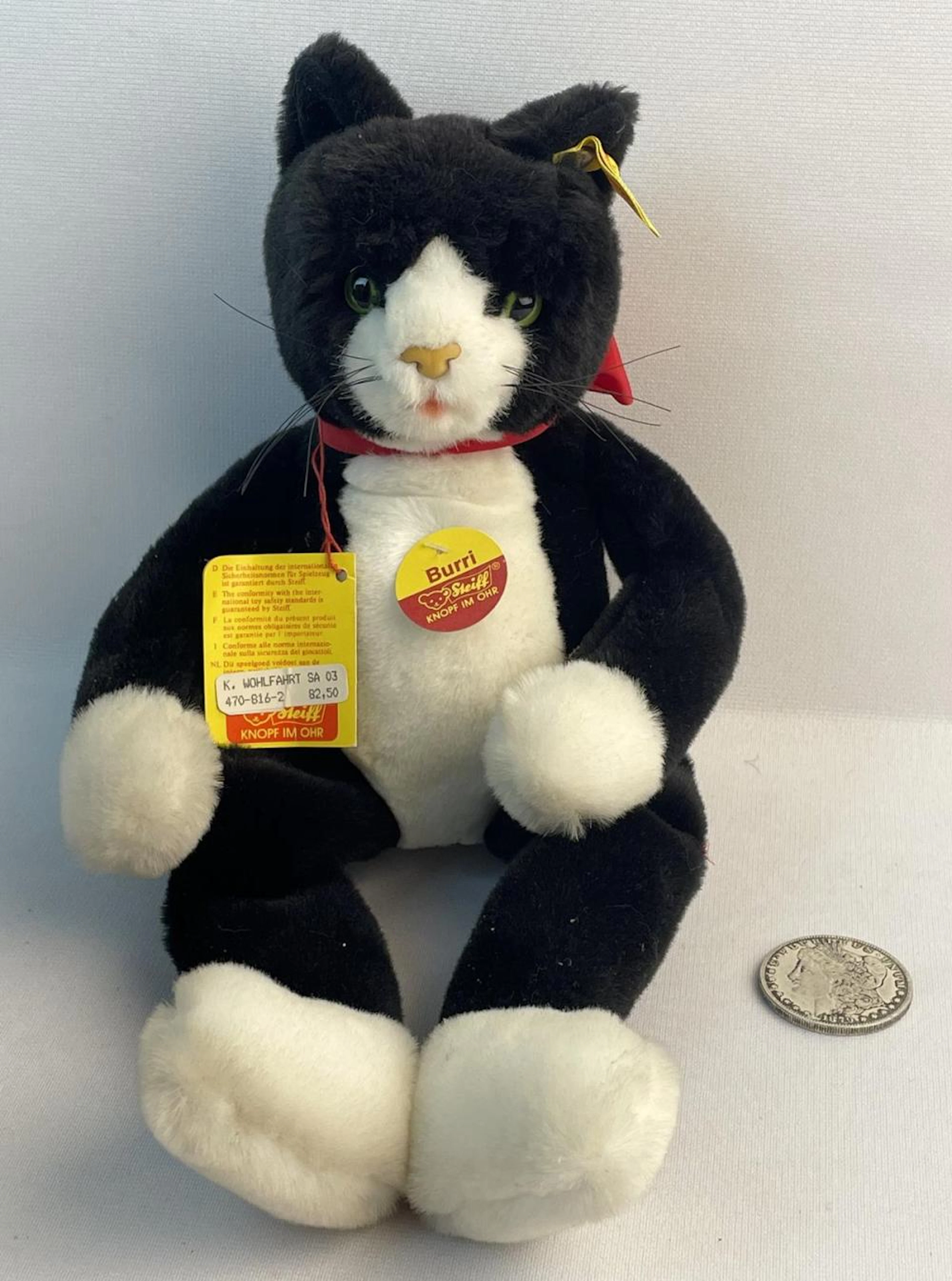 Vintage German Steiff "Burri" Cat Knopf Im Ohr w/ Original Tags