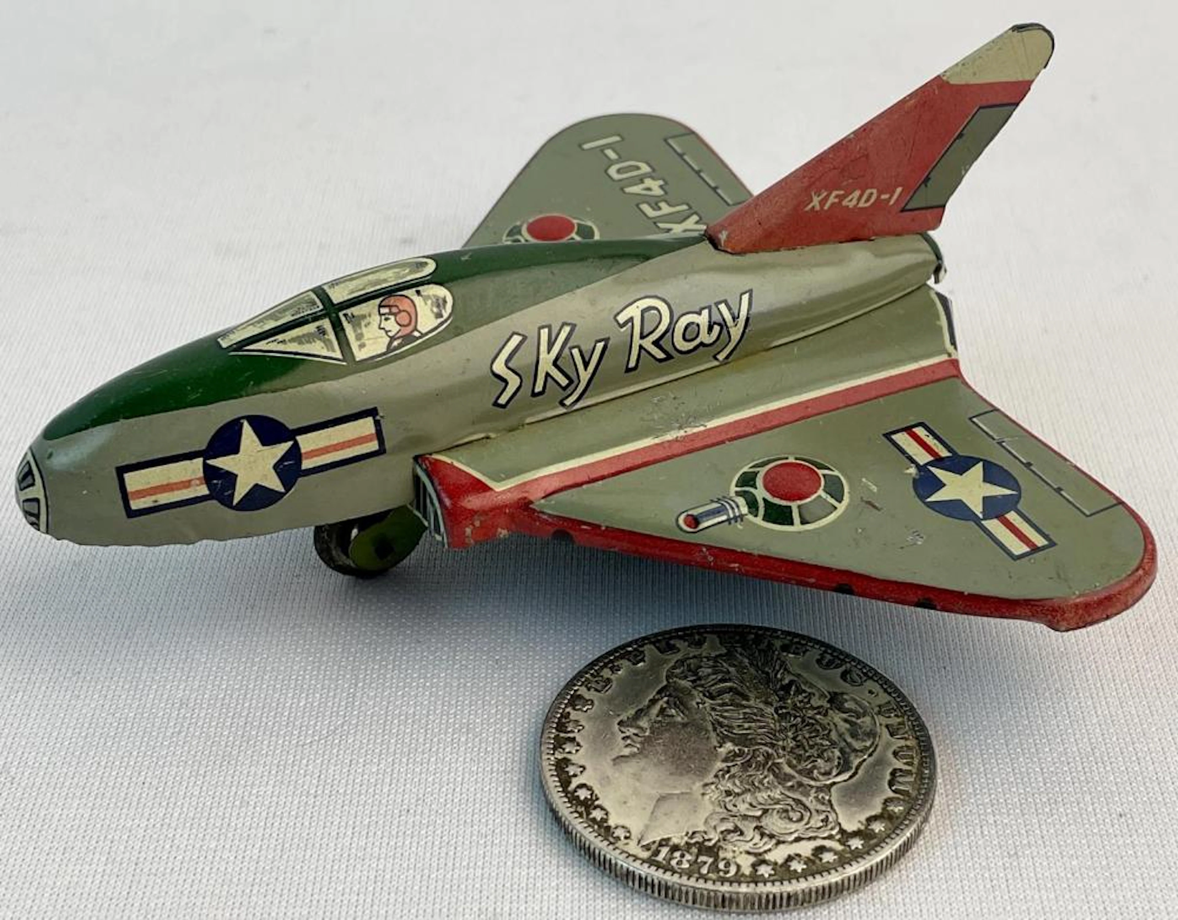 Vintage 1950's Japan Cragstan Tin Litho Friction Sky Ray...