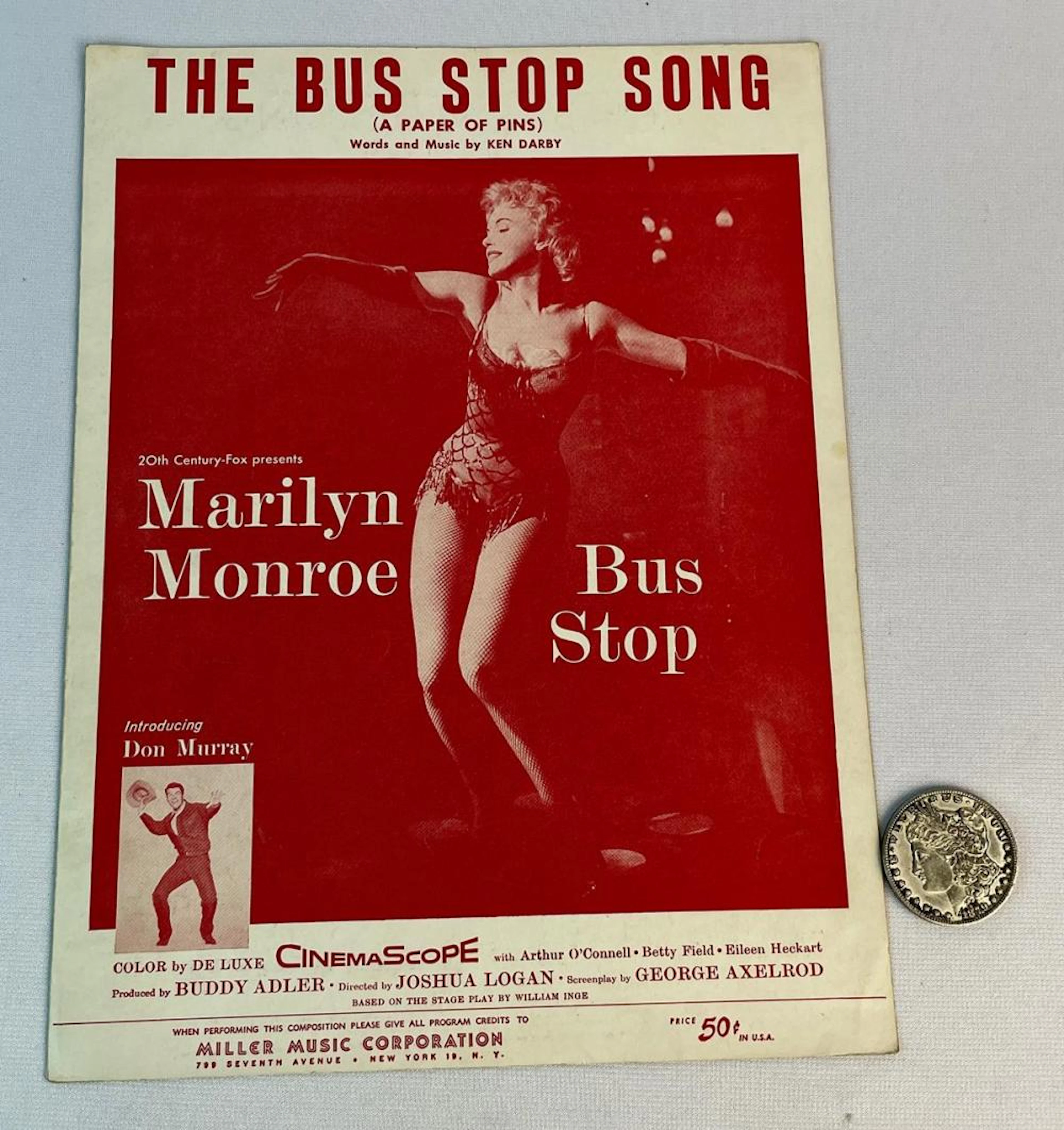 Vintage 1956 The Bus Stop Song (Paper of Pins) Marilyn Monroe Sheet Music