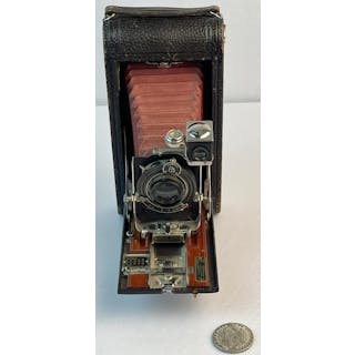 Antique c. 1905 Kodak No. 3-A Folding Pocket Model B-2 Camera w/ Red Bellows