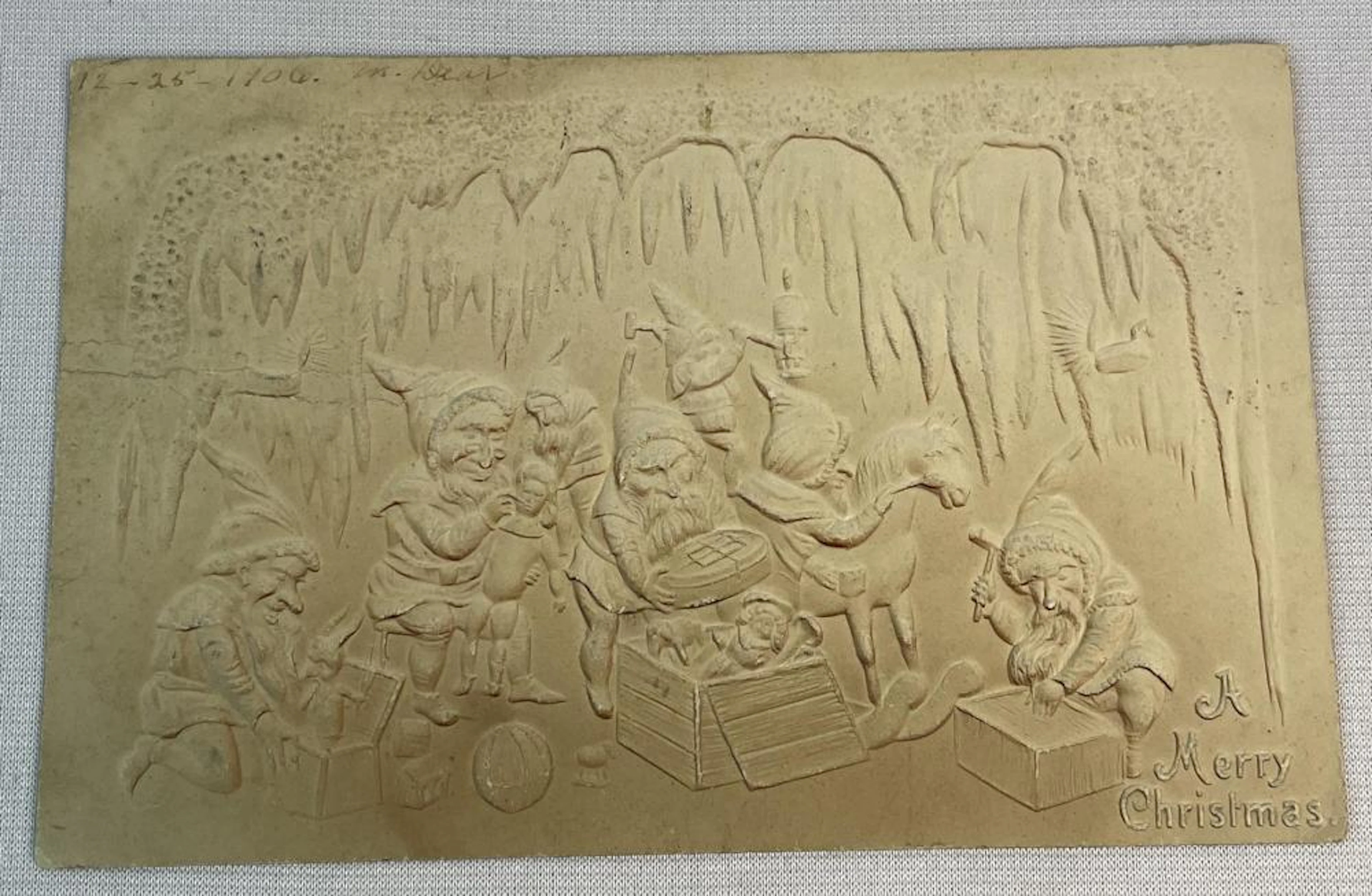 Antique 1906 Santa's Elves and Toys "A Merry Christmas"...