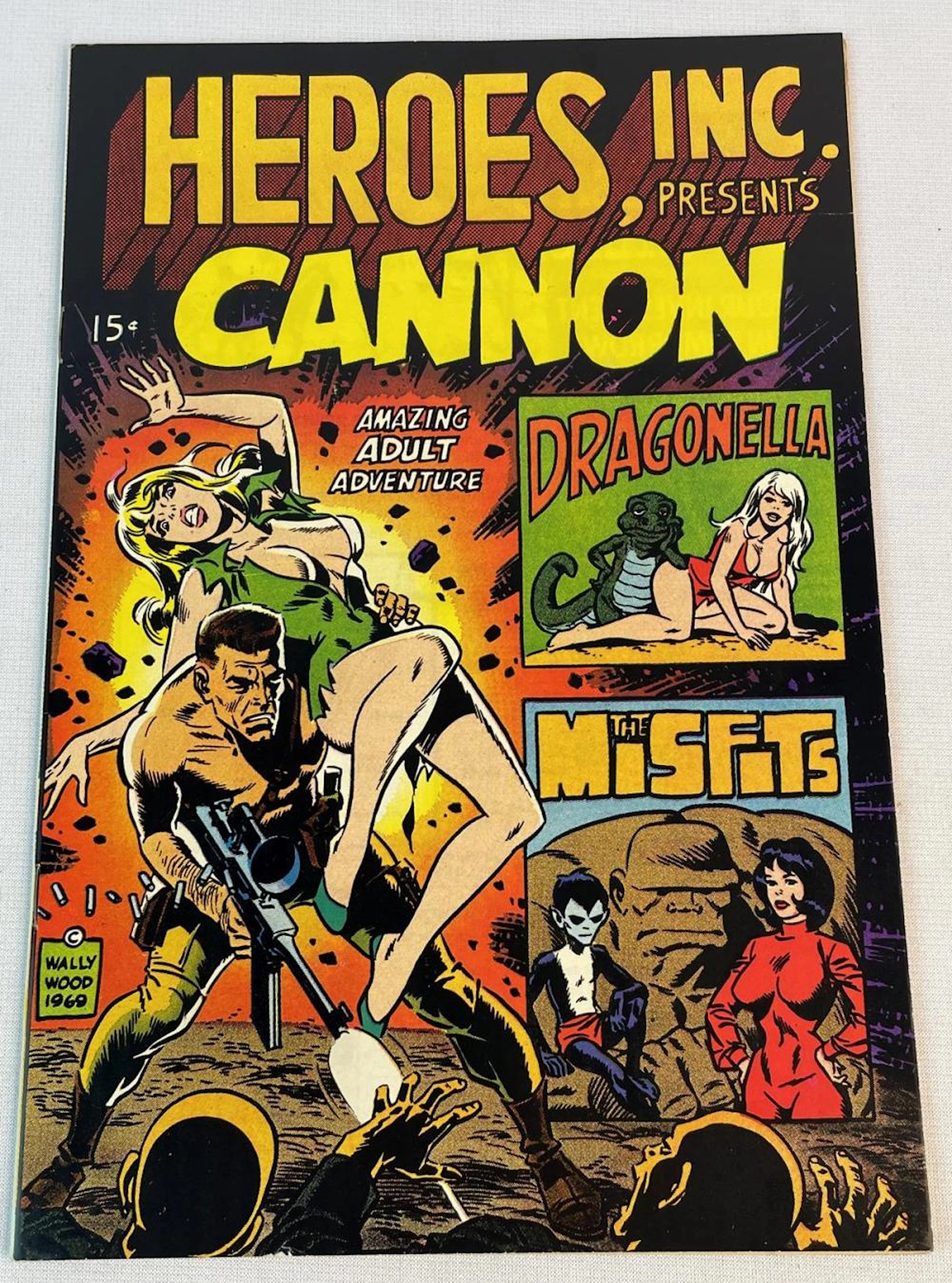 Vintage 1969 Heroes, Inc. Presents Cannon No. 1 Wallace Wood .15 Cent Comic Book