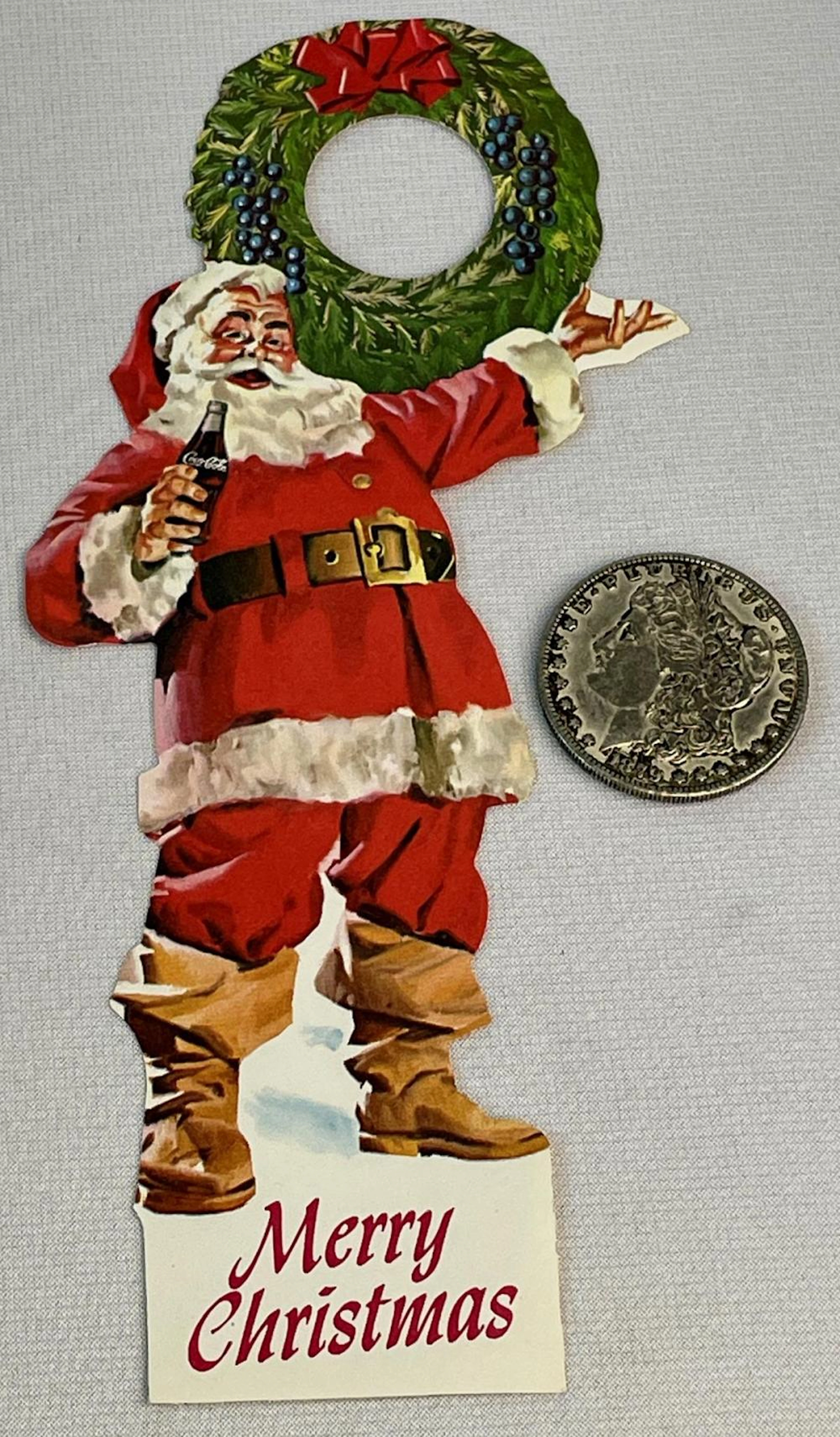 Vintage 1950's Coca Cola Santa Claus Bottle Hanger
