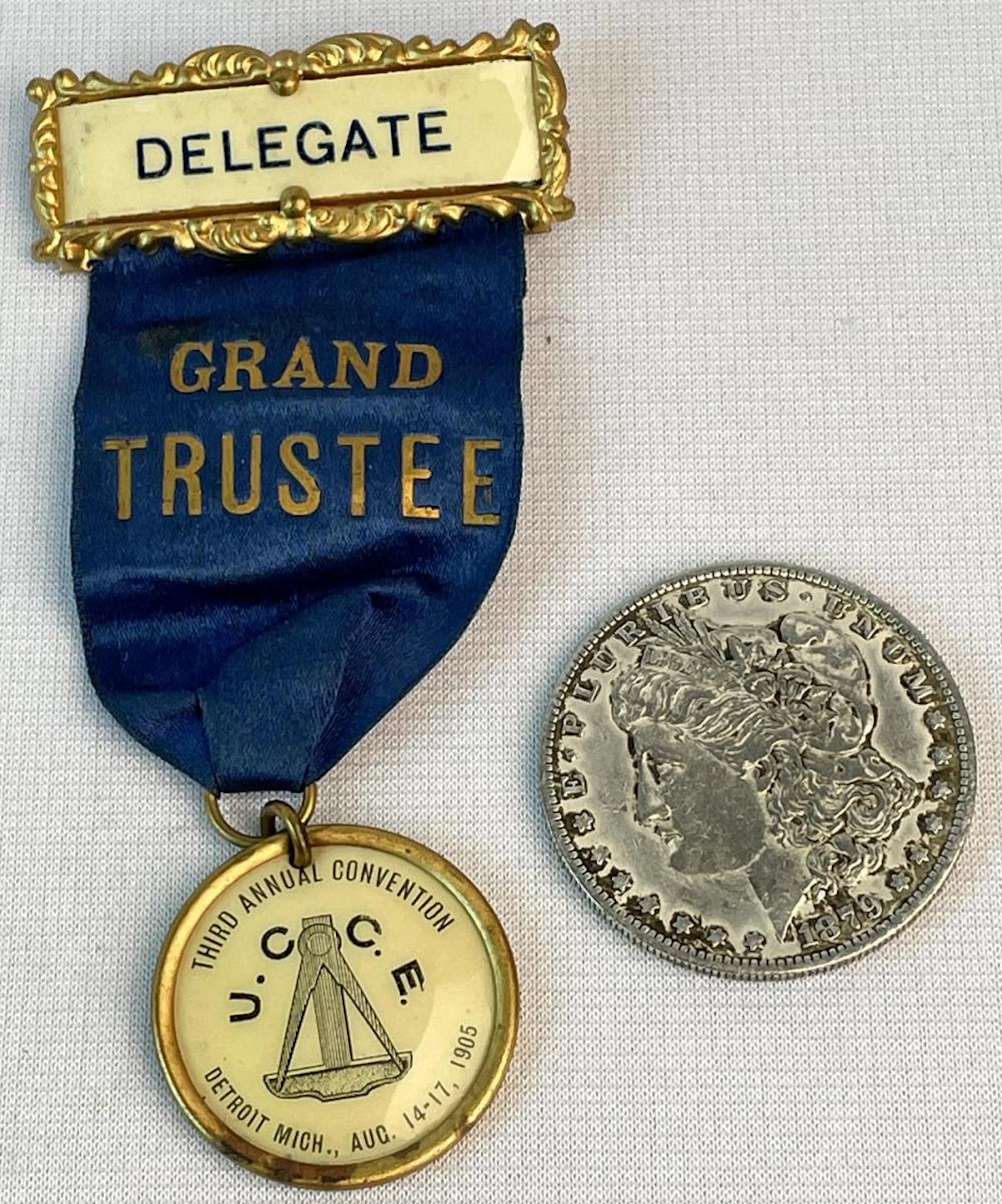 Antique 1905 U.C.C.E Third Annual Convention Delegate Grand Trustee Medal