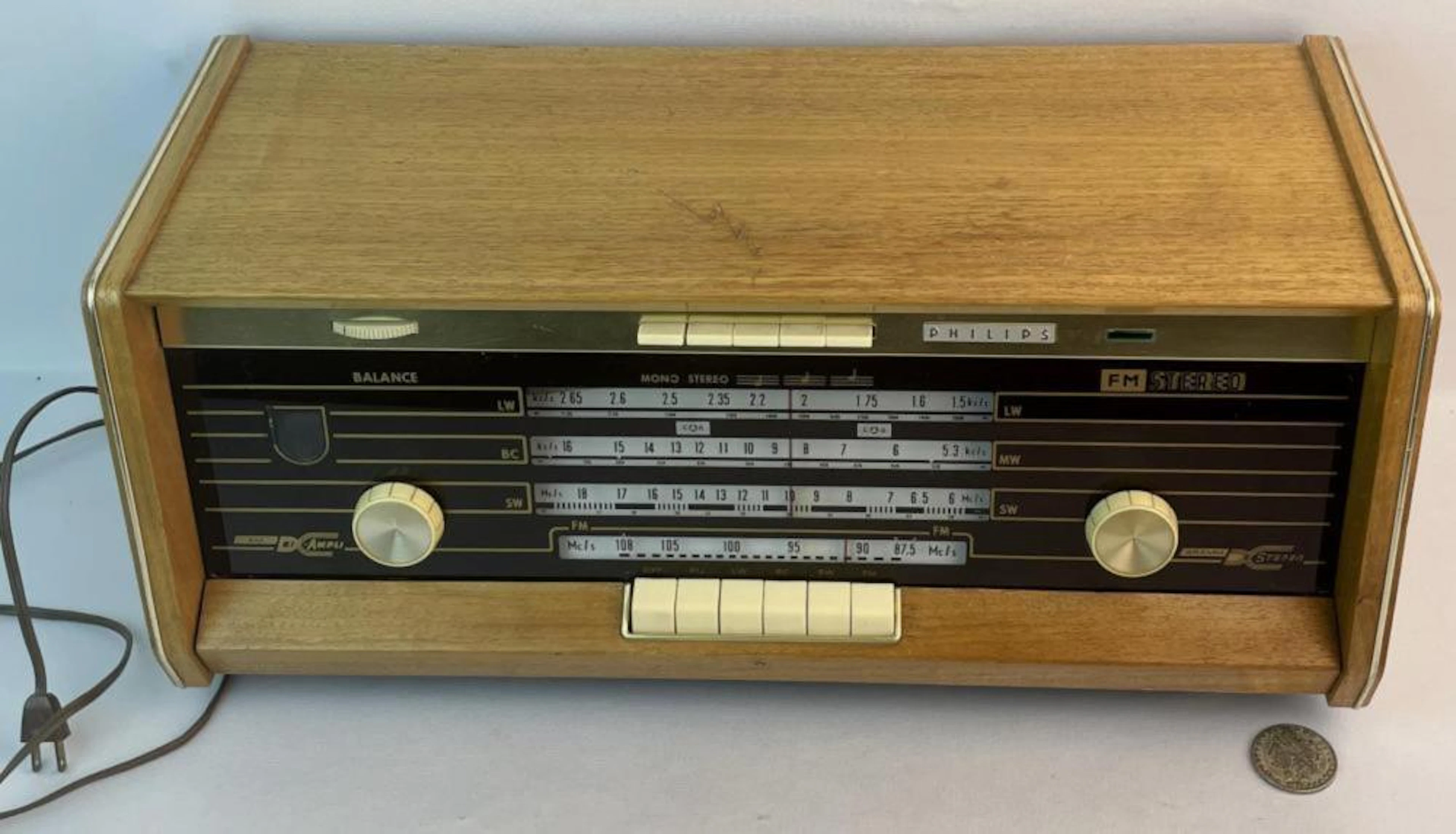 Vintage c.1964 MCM Philips B5X43A/04 Table Top BI Ampli...