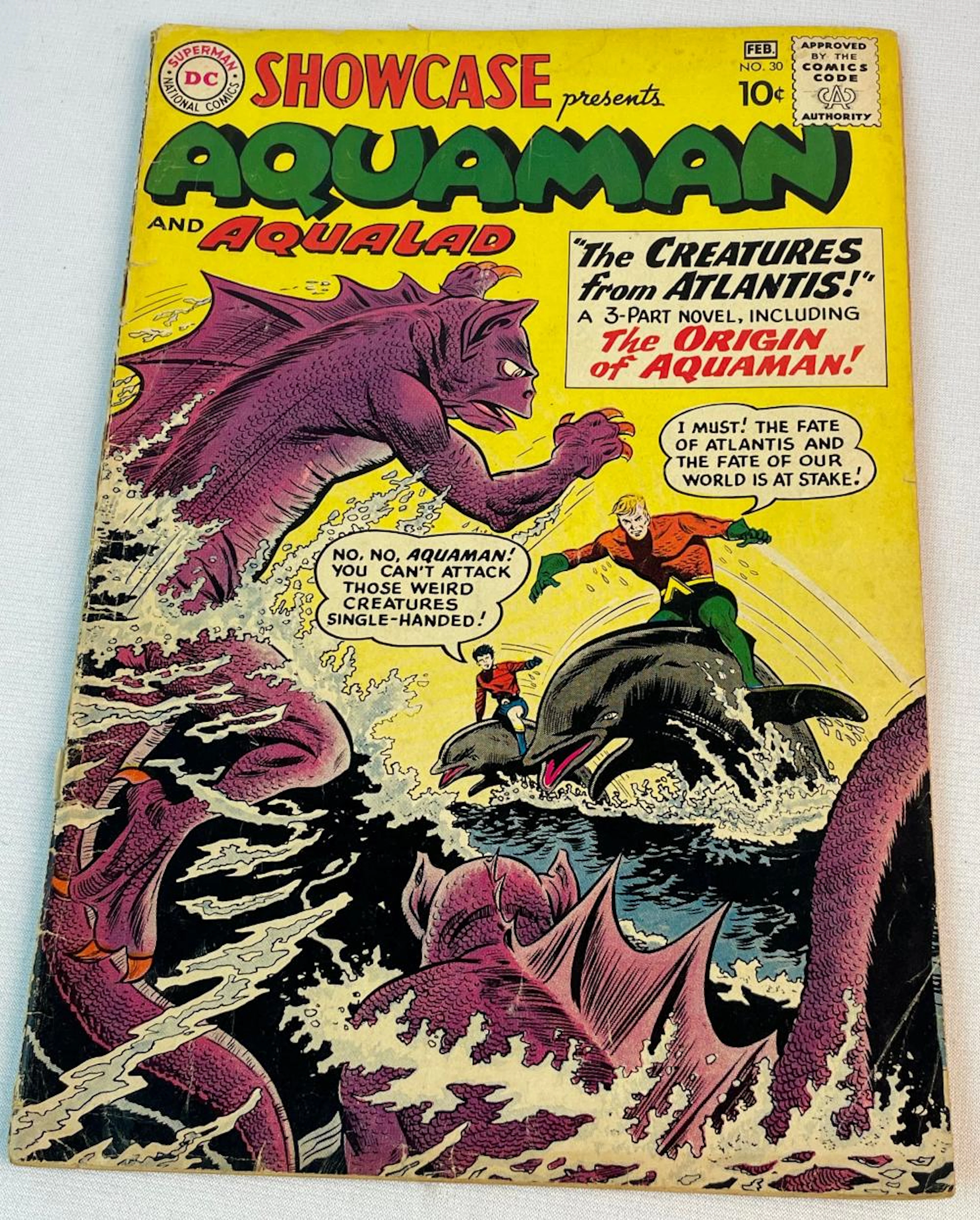 Vintage Feb. 1961 Showcase Presents Aquaman No. 30 DC Comics .10 Cent Comic Book