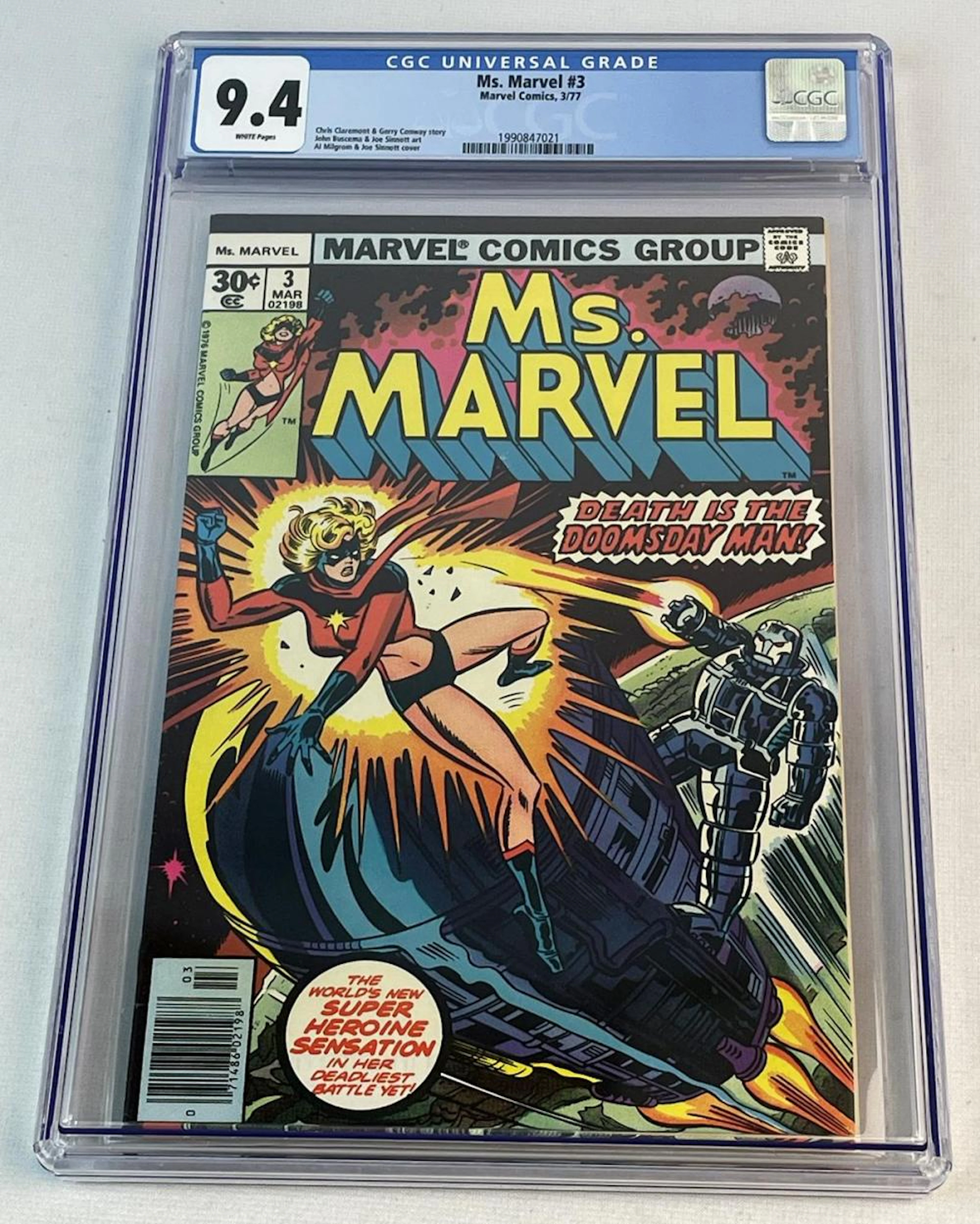 Vintage March 1977 Ms. Marvel No. 3 Marvel .30 Cent Comic Book GRADED