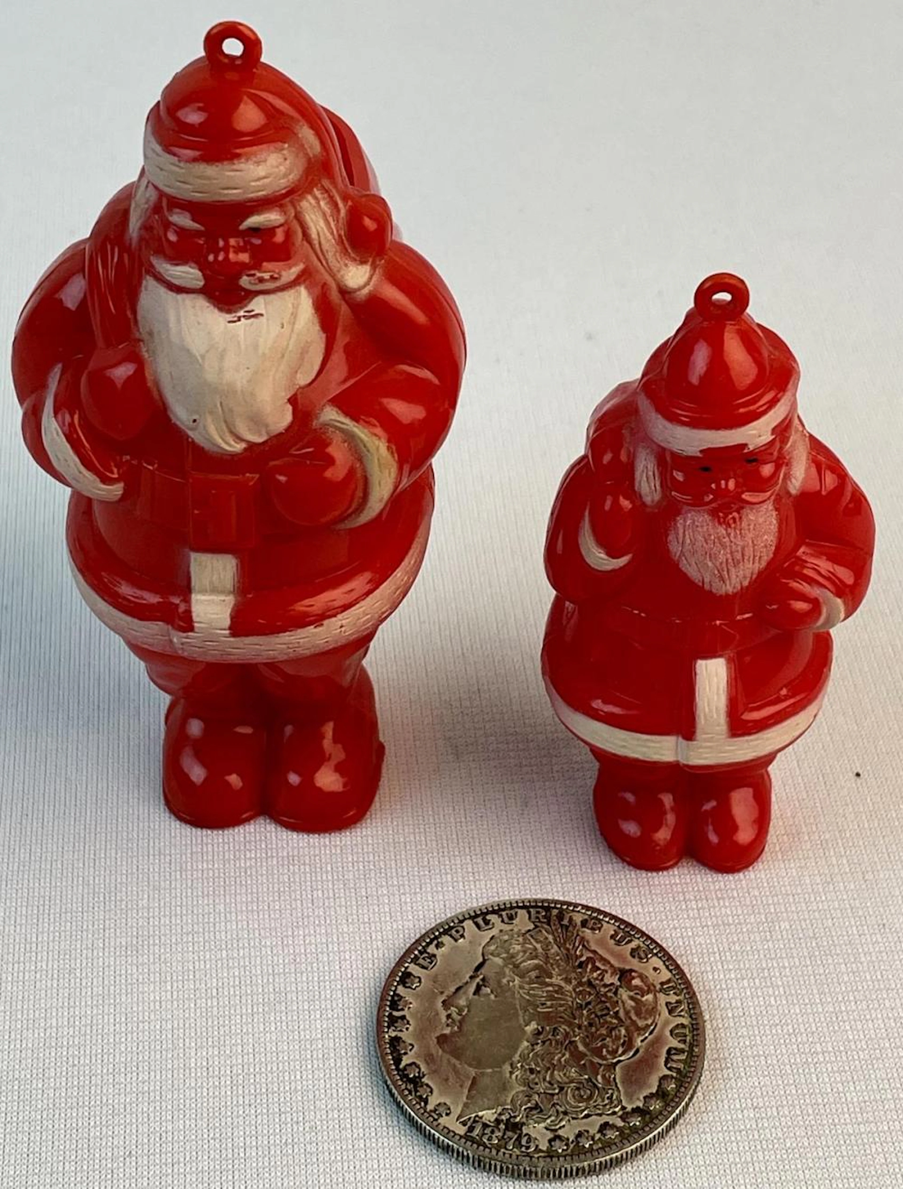 Vintage Lot of 2 Santa Claus Plastic Candy Containers