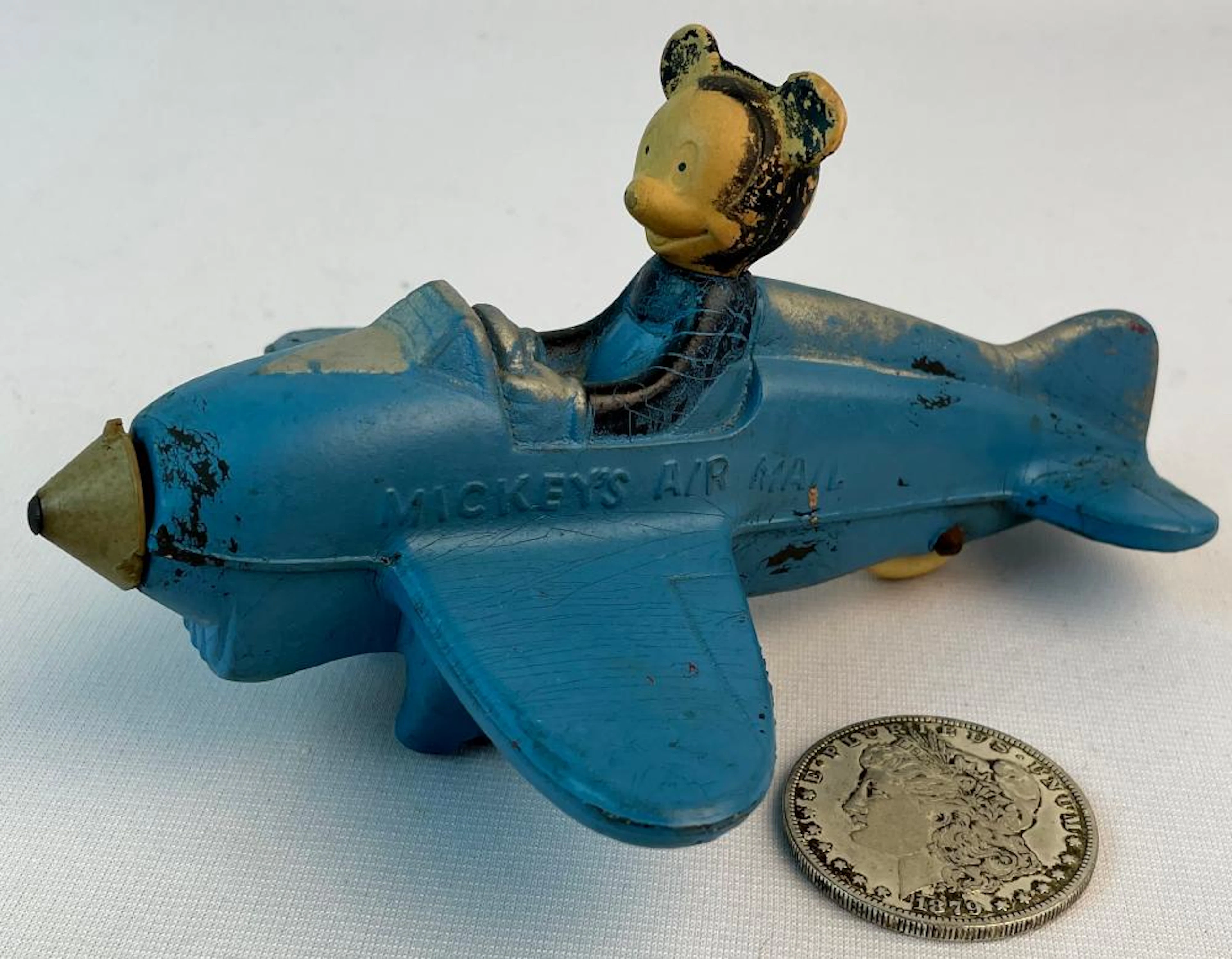 Vintage c. 1940 Sun Rubber Co. Walt Disney's Mickey Mouse Air Mail S-12019 Plane