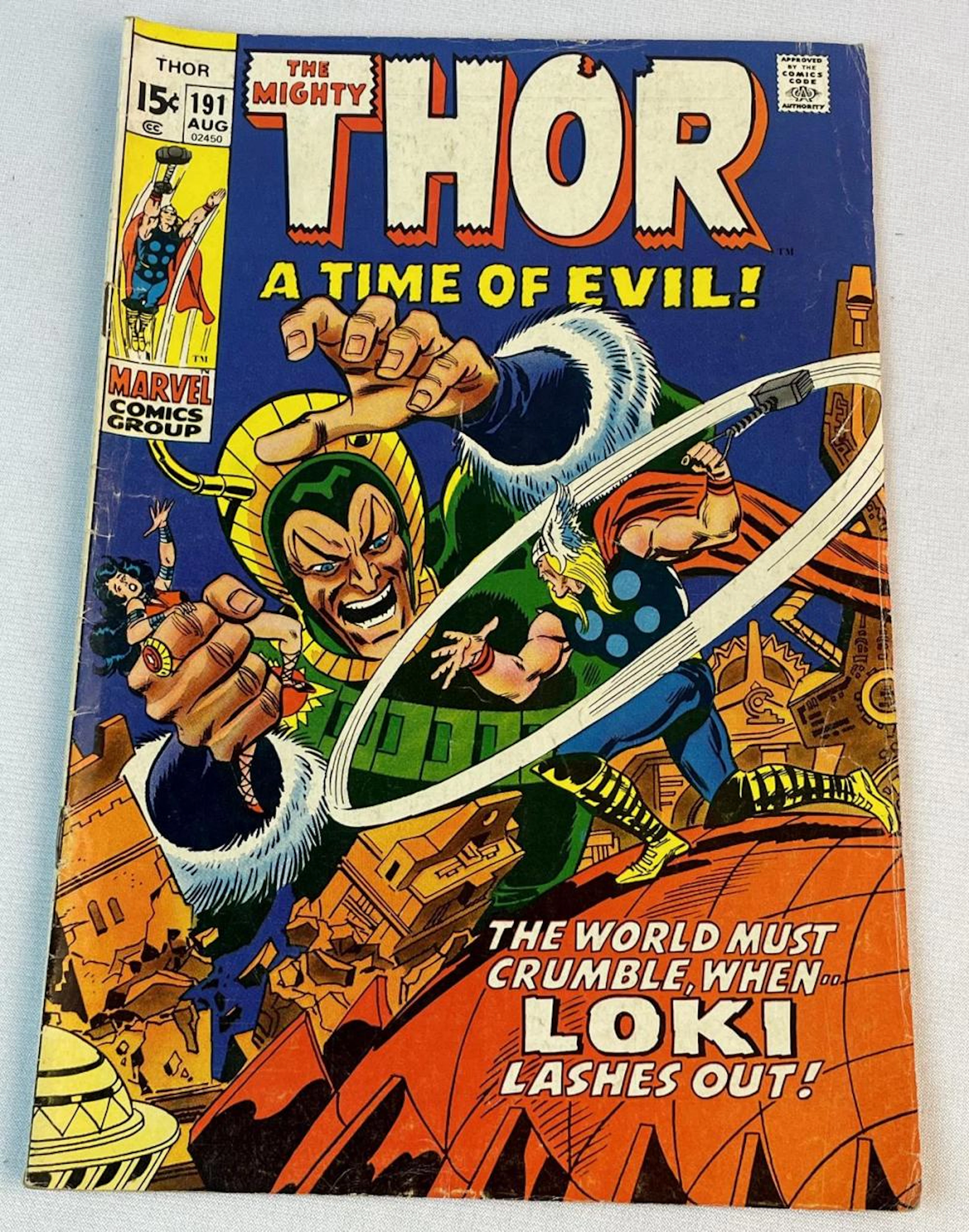 Vintage Aug. 1971 The Mighty Thor No. 191 Marvel Comics .15 Cent Comic Book