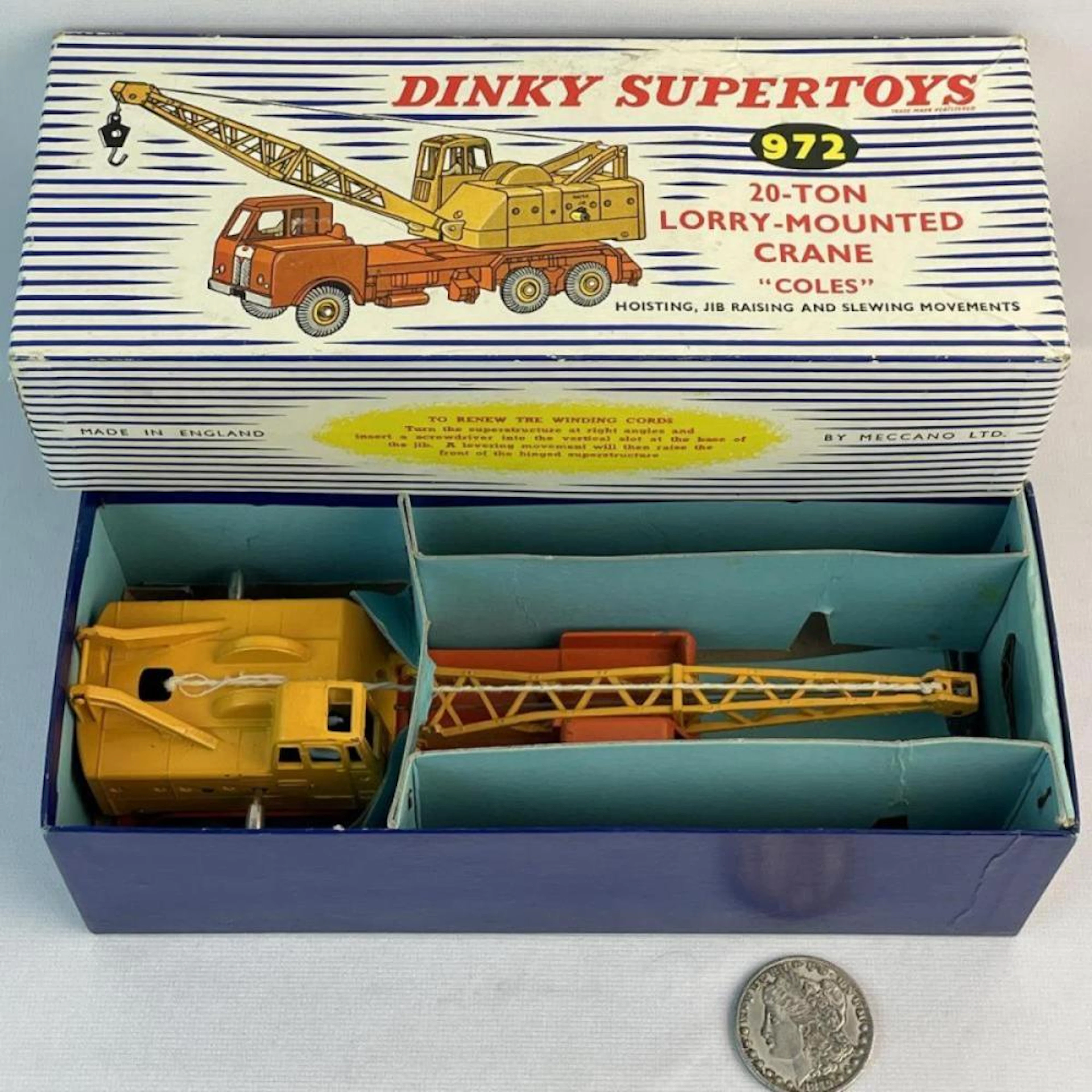 Vintage #972 Dinky Supertoys "Coles" 20 Ton Lorry-Mounted Crane w/ Original box