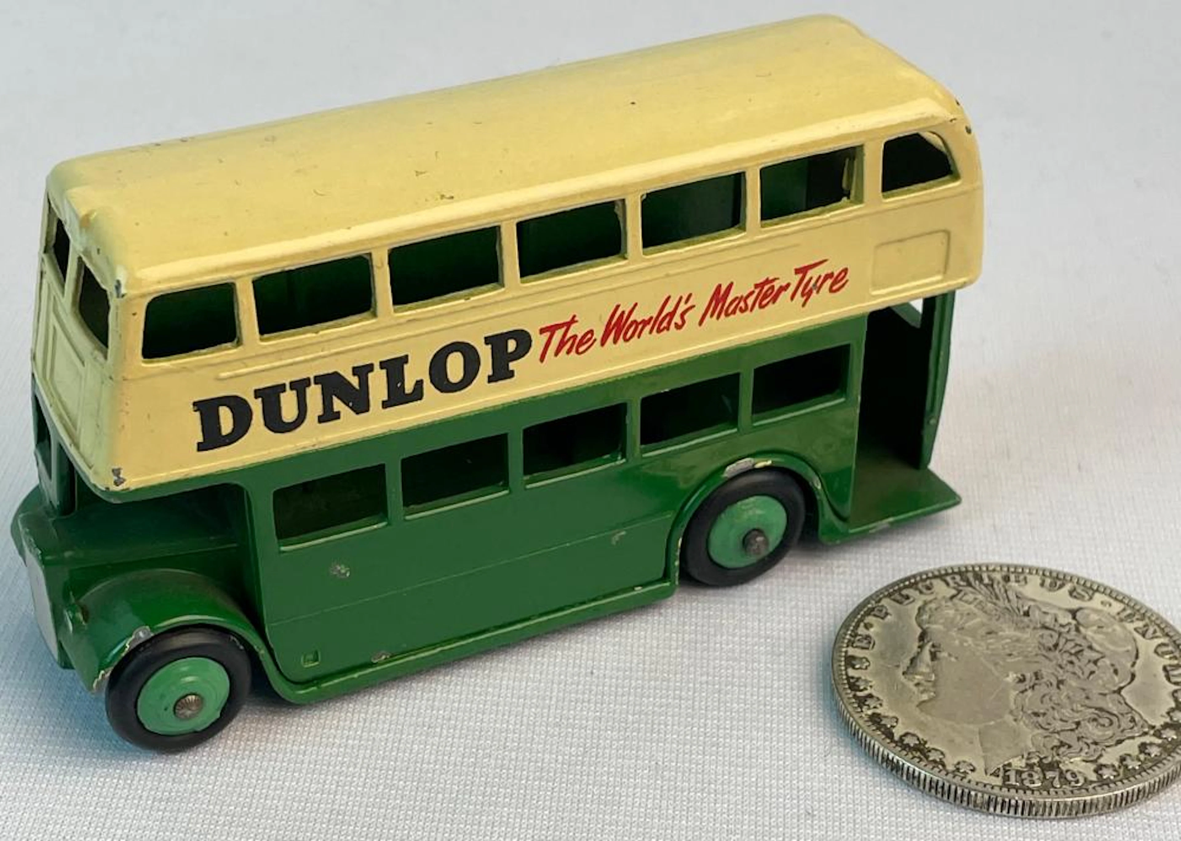Vintage 1950's Dinky Toys Meccano England #290 Double Decker Bus Dunlop Tires
