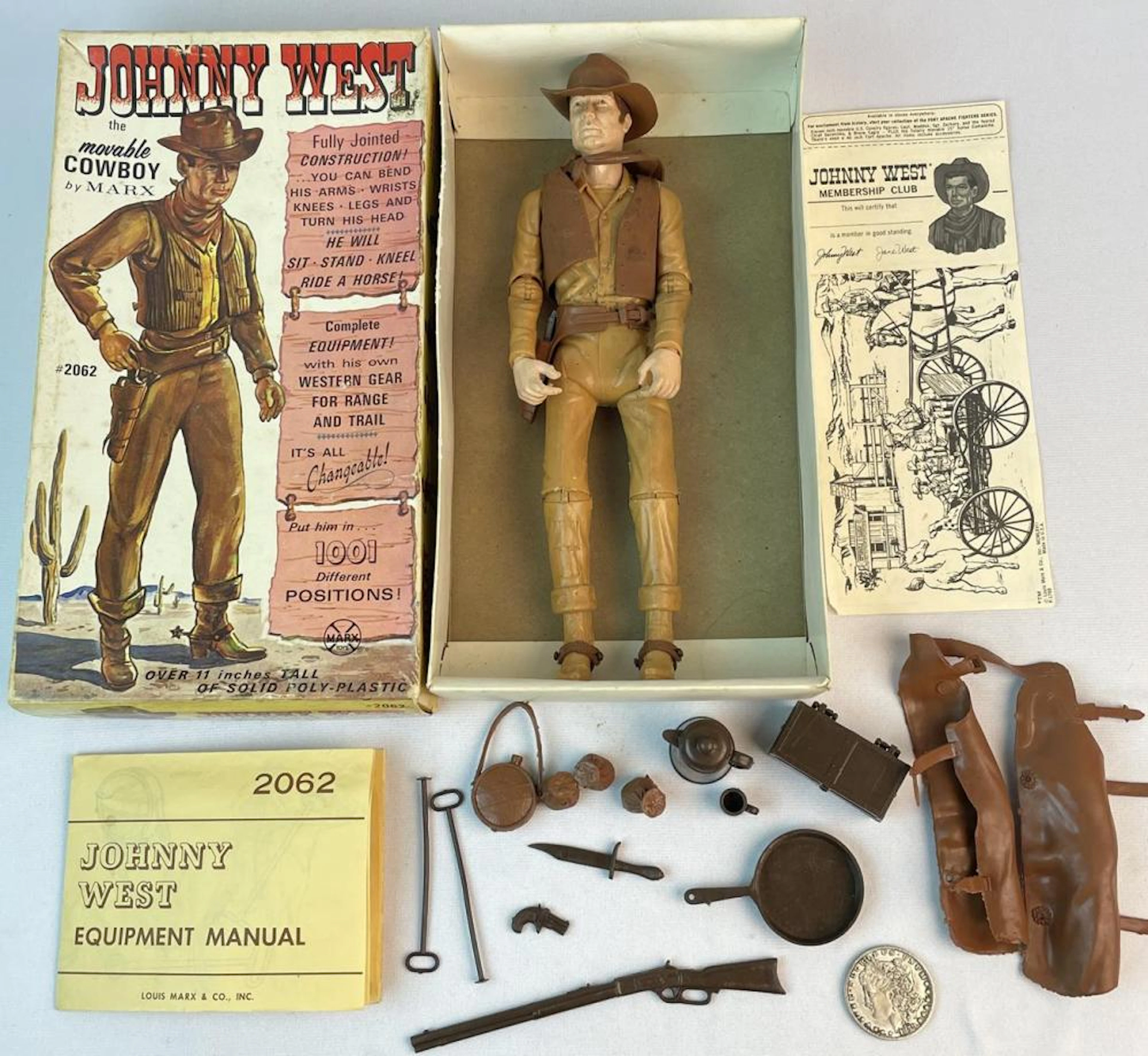 Vintage 1965 Marx Toys Johnny West The Movable Cowboy w/...