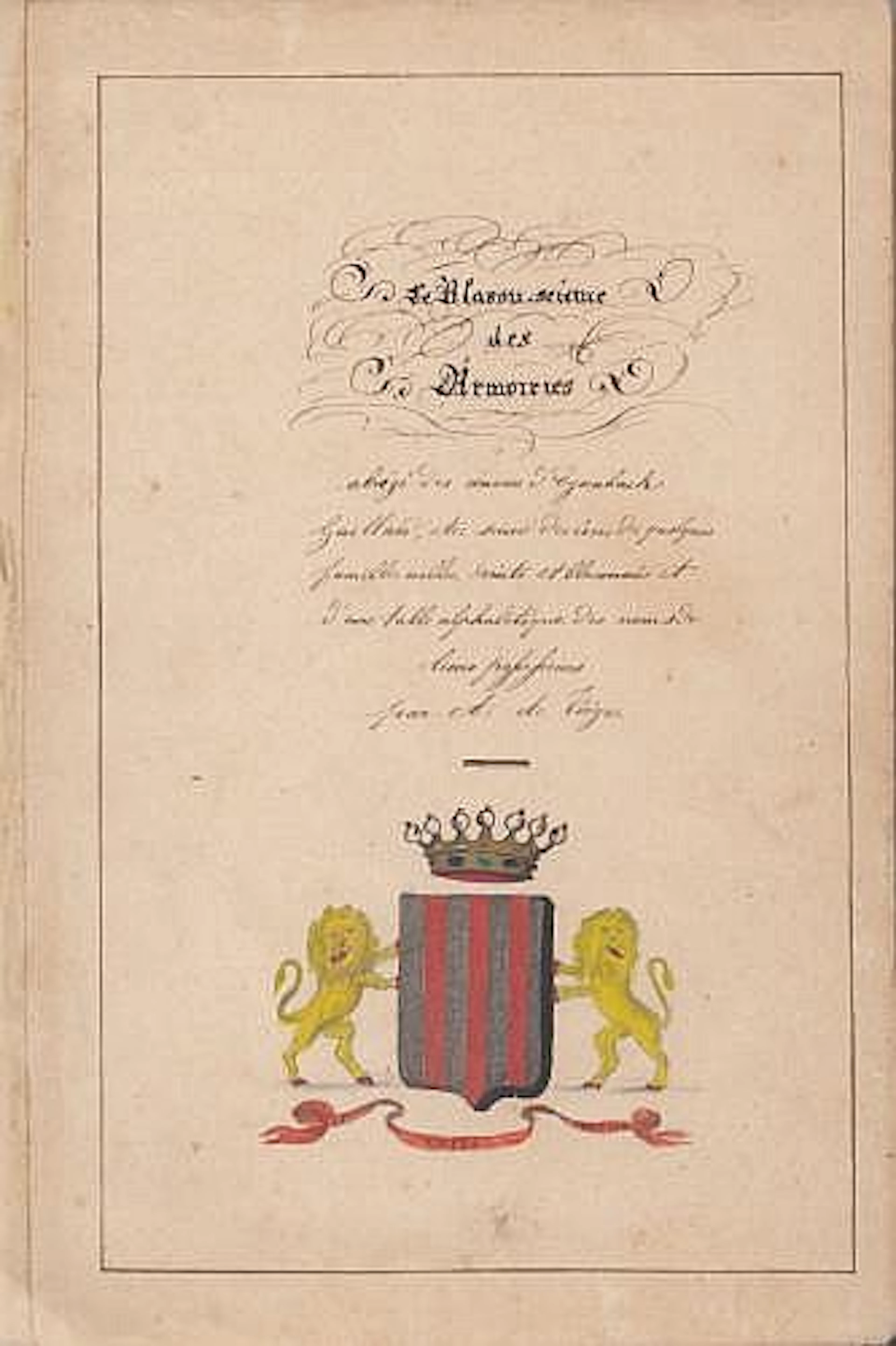 [HÉRALDIQUE - MANUSCRIT] A. de TIÉGE - Le Blason, scie