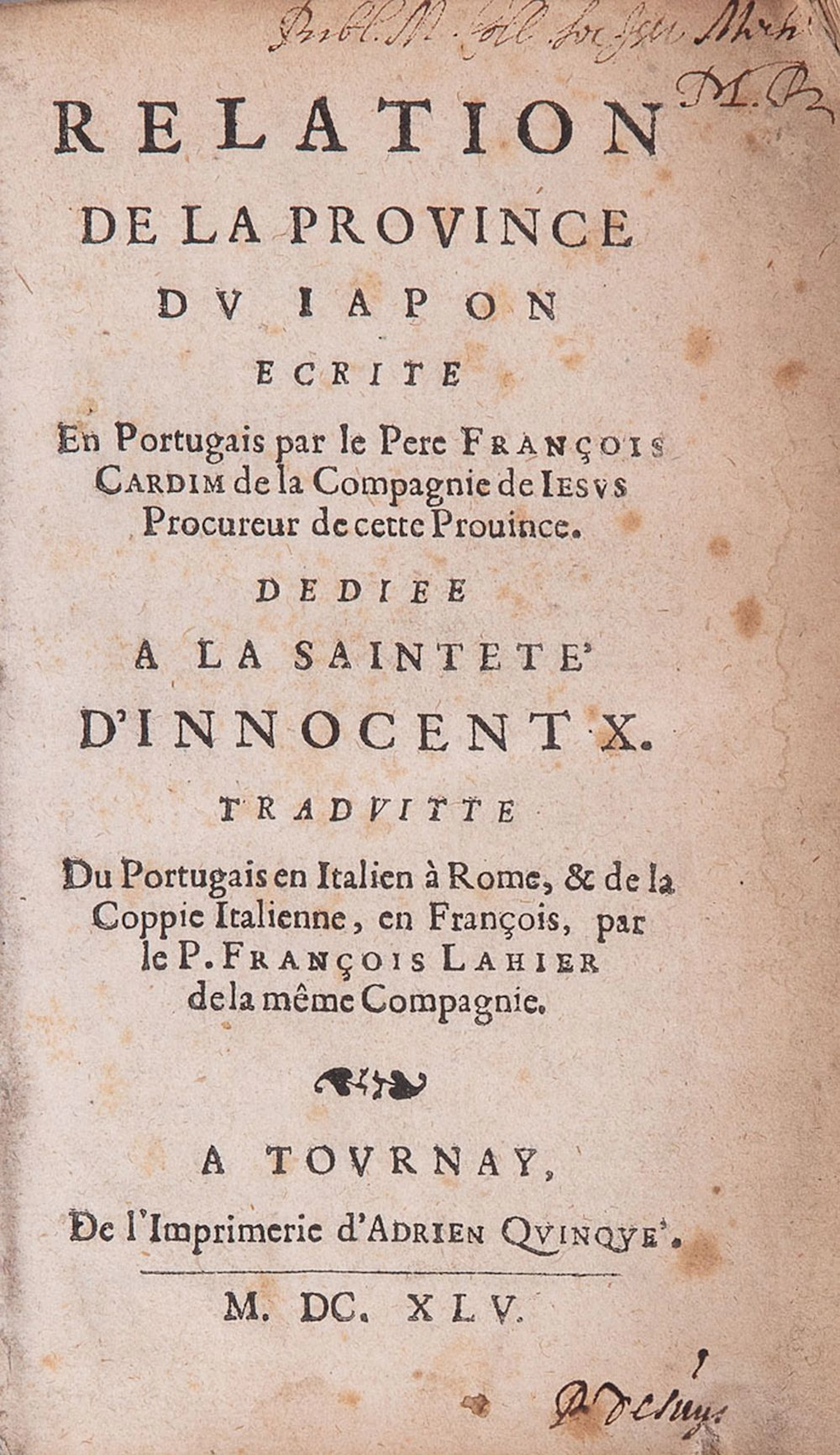 [JAPON] Antonio Francisco CARDIM, S.J. / François BARRE