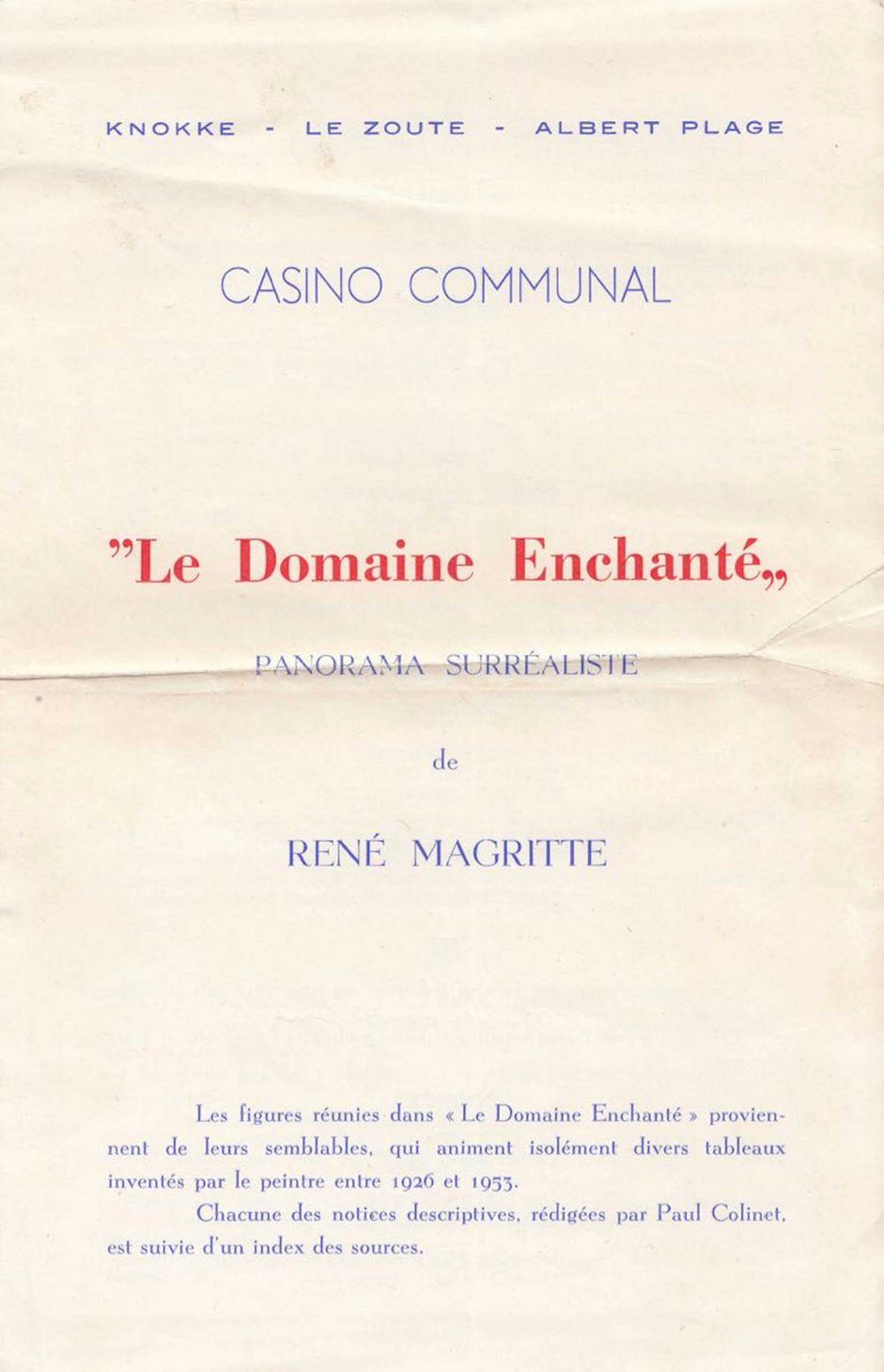 René MAGRITTE - PAUL COLINET - «Le Domaine Enchanté». Panorama su