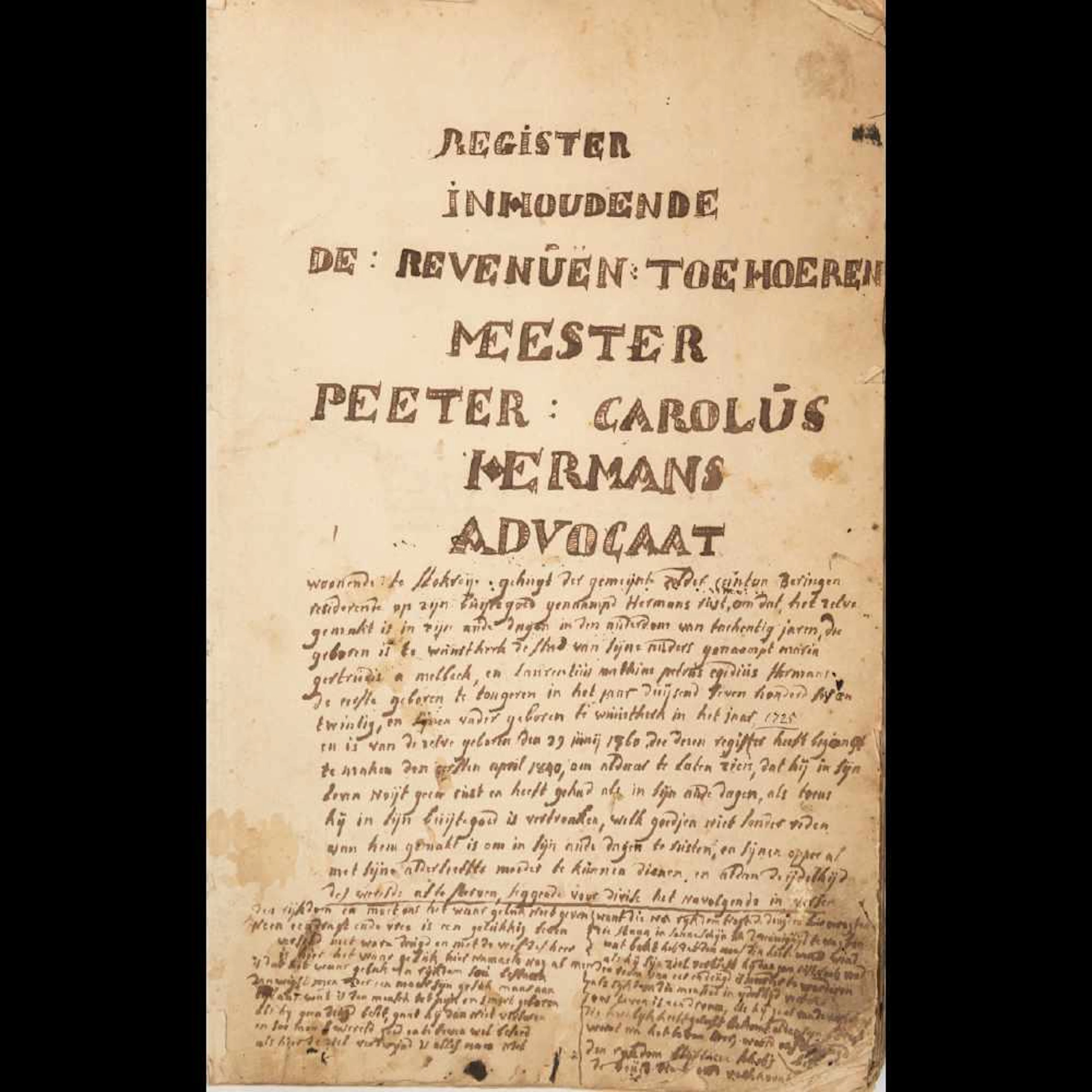 [LIMBOURG - ARCHIVES] PEETER CAROLUS HERMANS - ?REGISTE