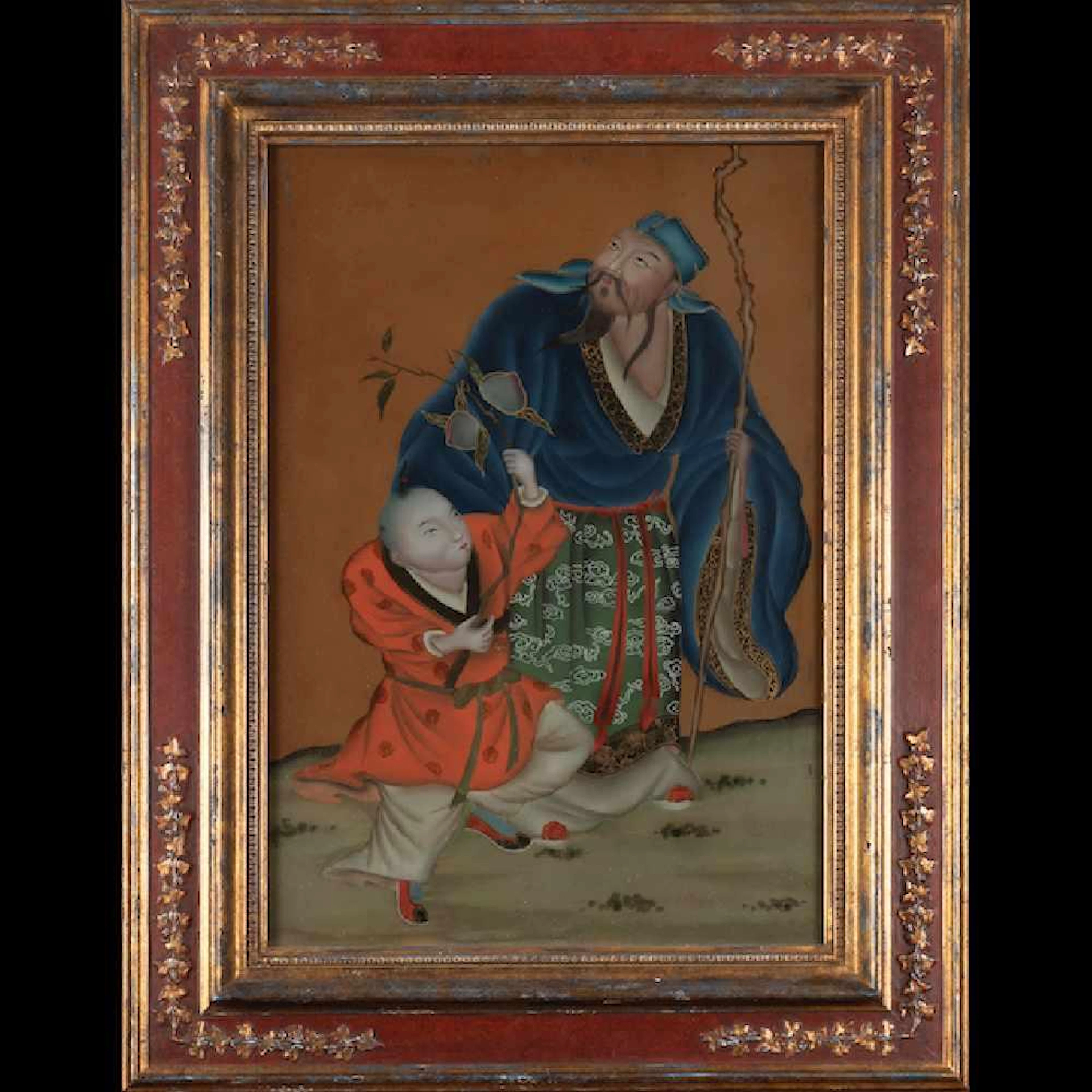 [ÉCOLE CHINOISE ]- Confucius accompagné d?un jeune garç
