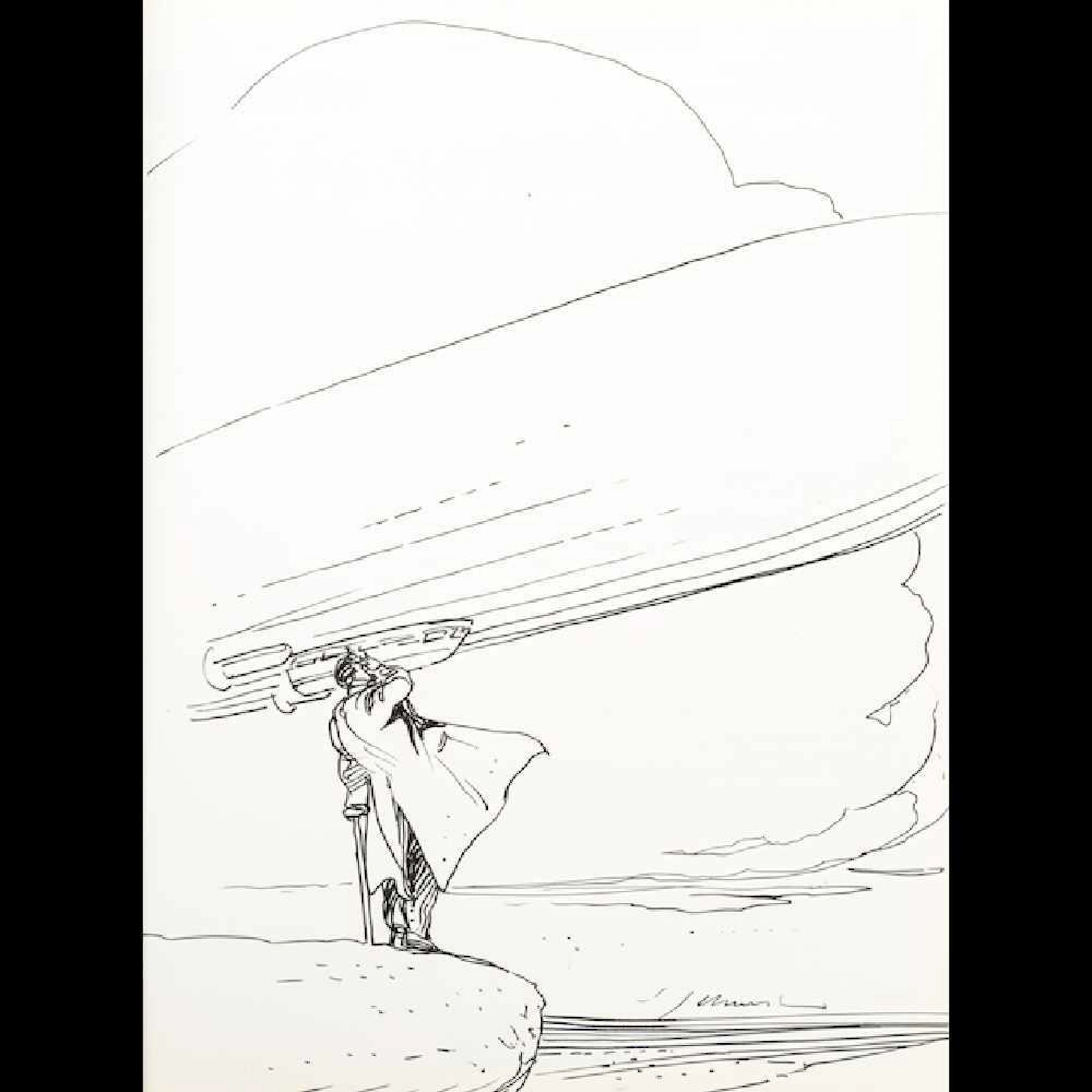 François SCHUITEN - Dessin original signé à l'encre noi