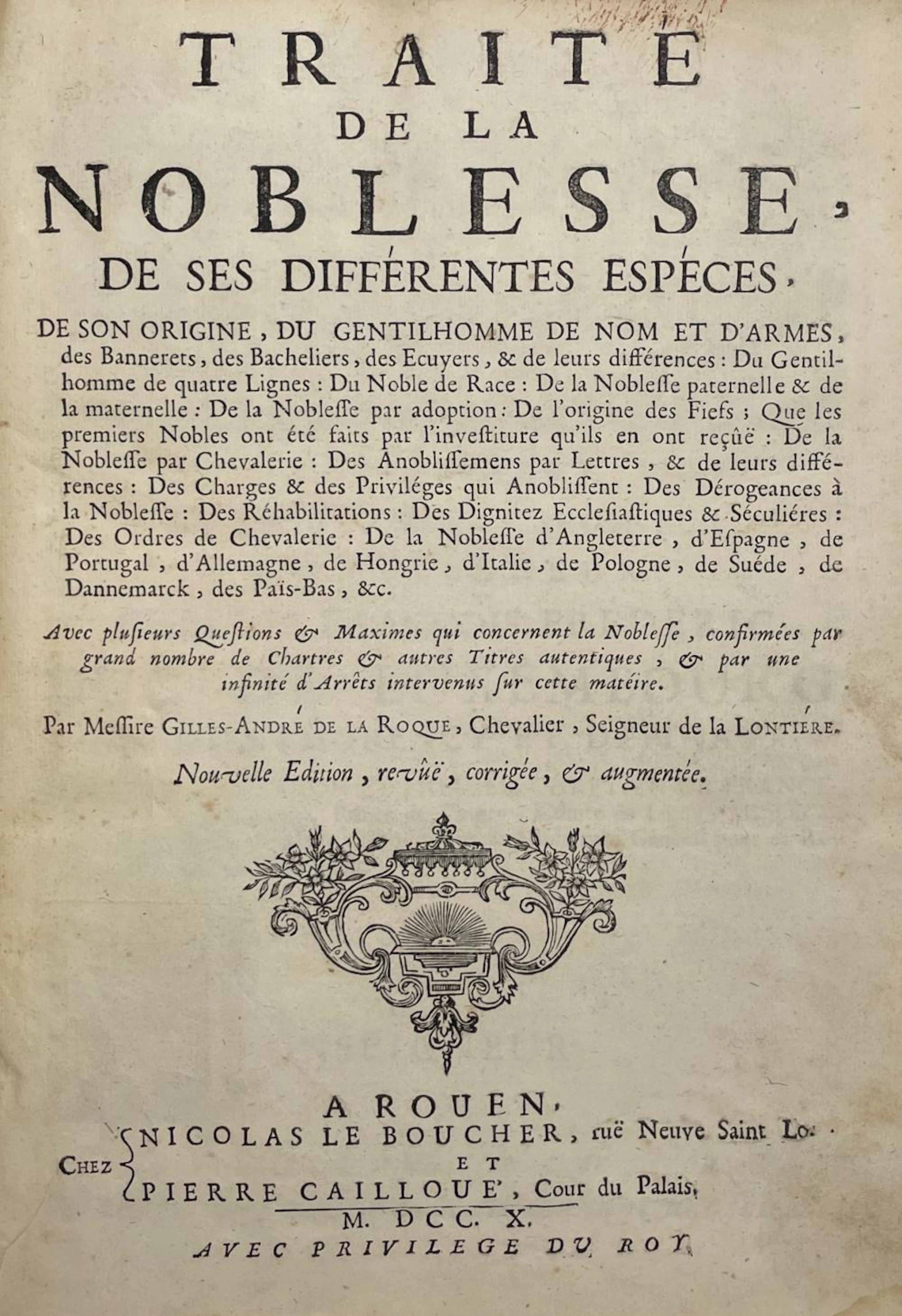 LA ROQUE (Gilles-André de).