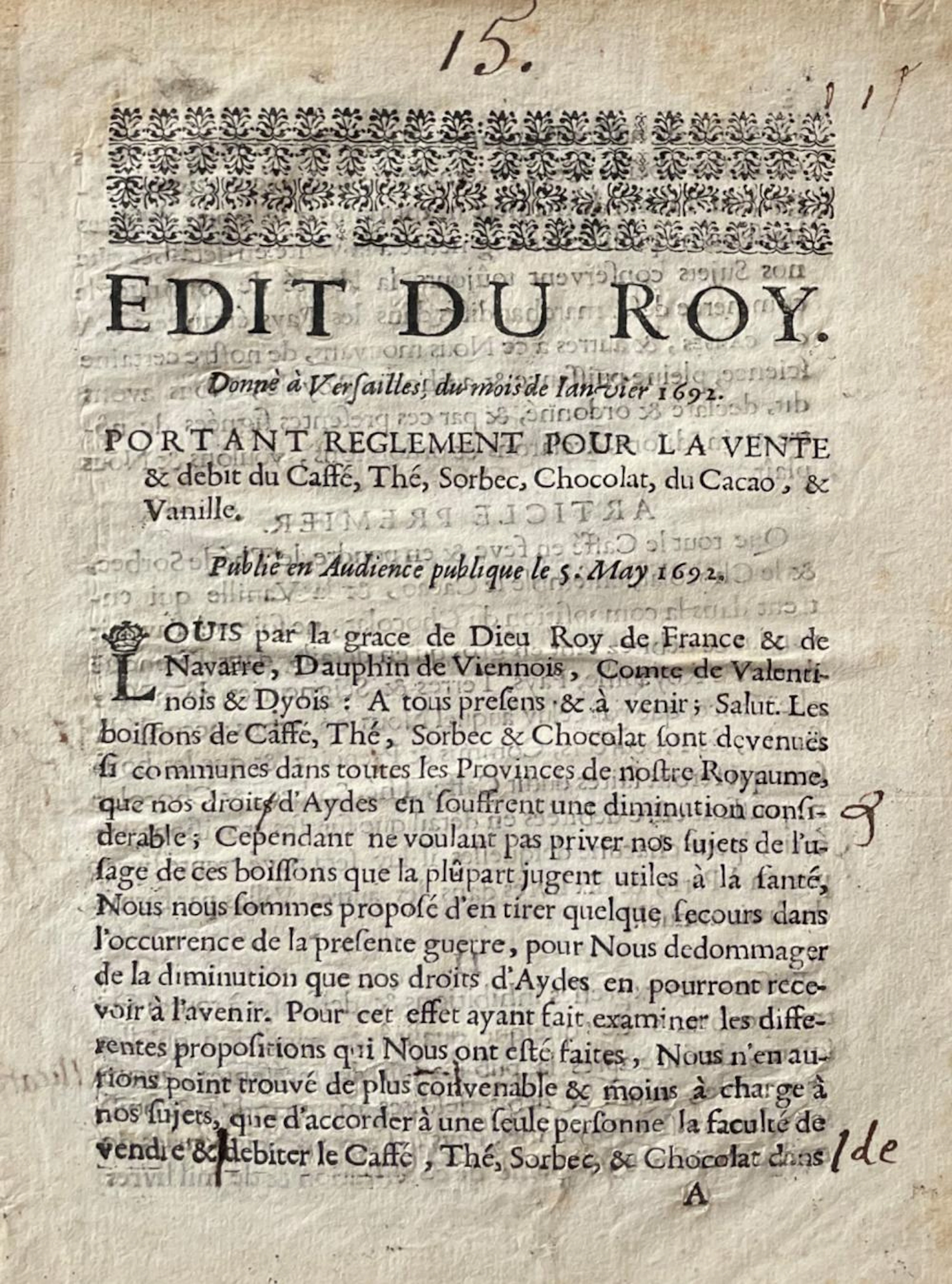 [ARRÊTS, LETTRES PATENTES ET ÉDITS DU ROI].