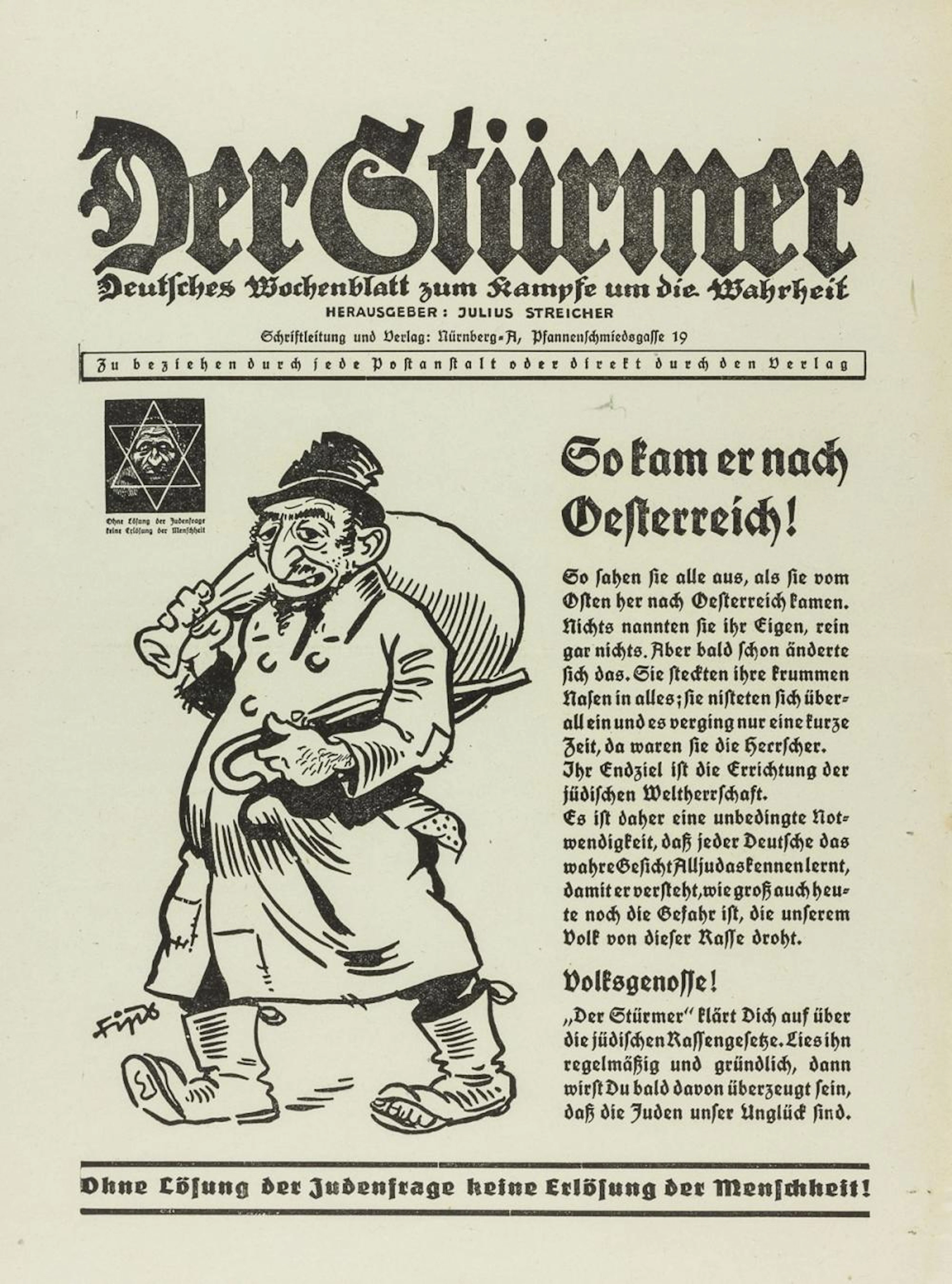 DER STURMER ADVERTISING FLYER