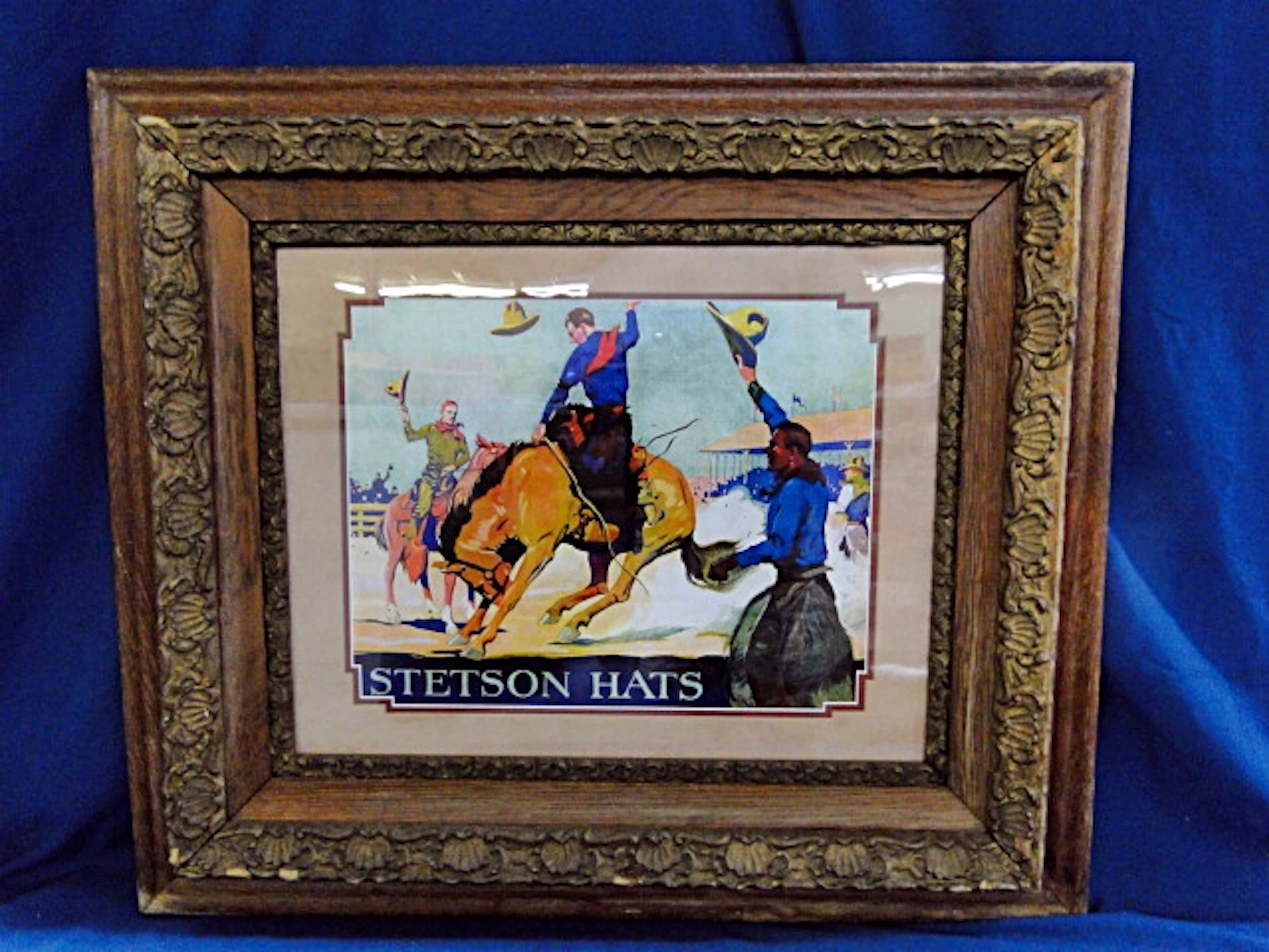 Stetson Hats Matted and Framed Colorful Sign