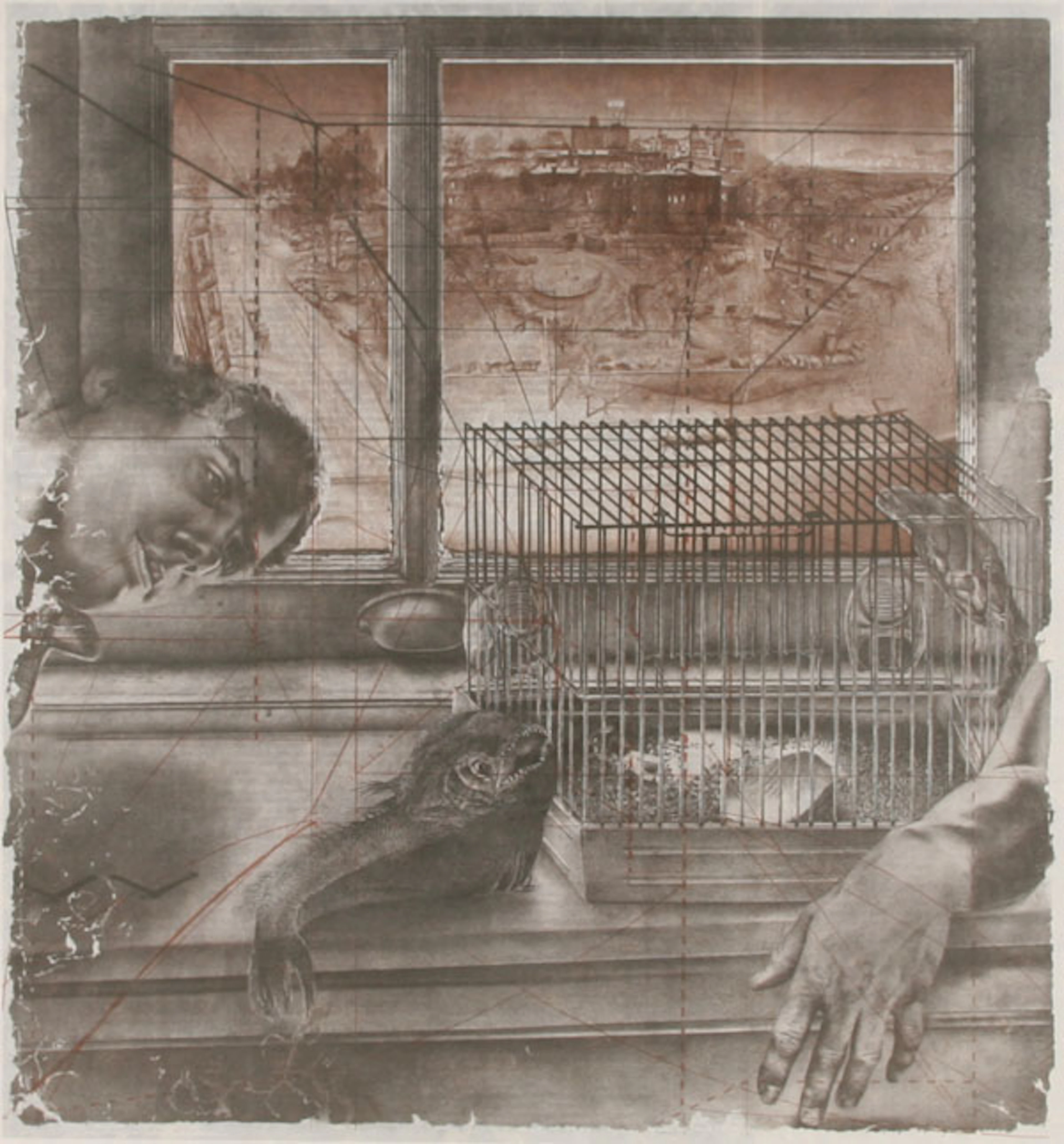 Lg Surreal Print Rice Paper Indianapolis Scene