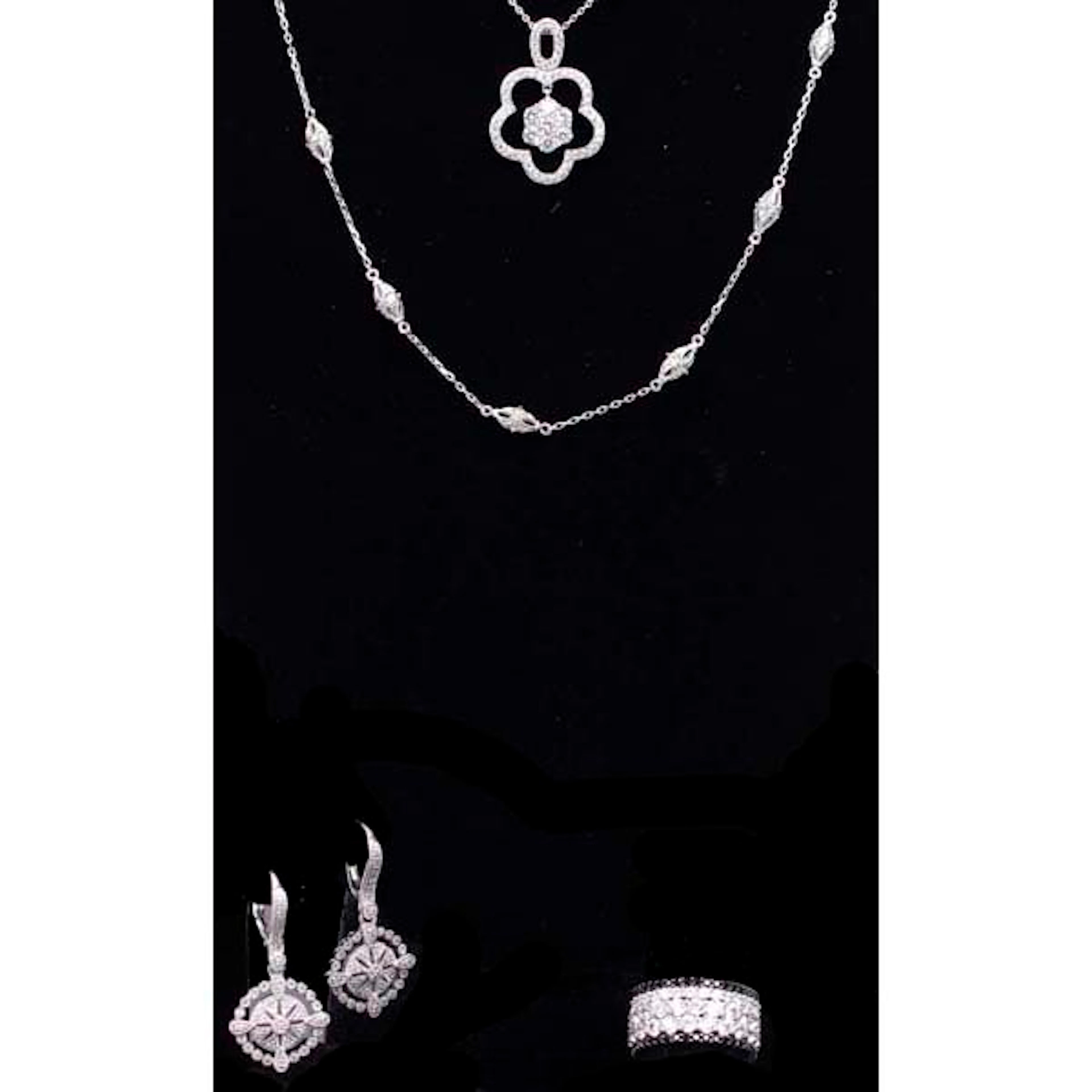Sterling silver cubic zirconia fashion costume jewelry; 8pc.