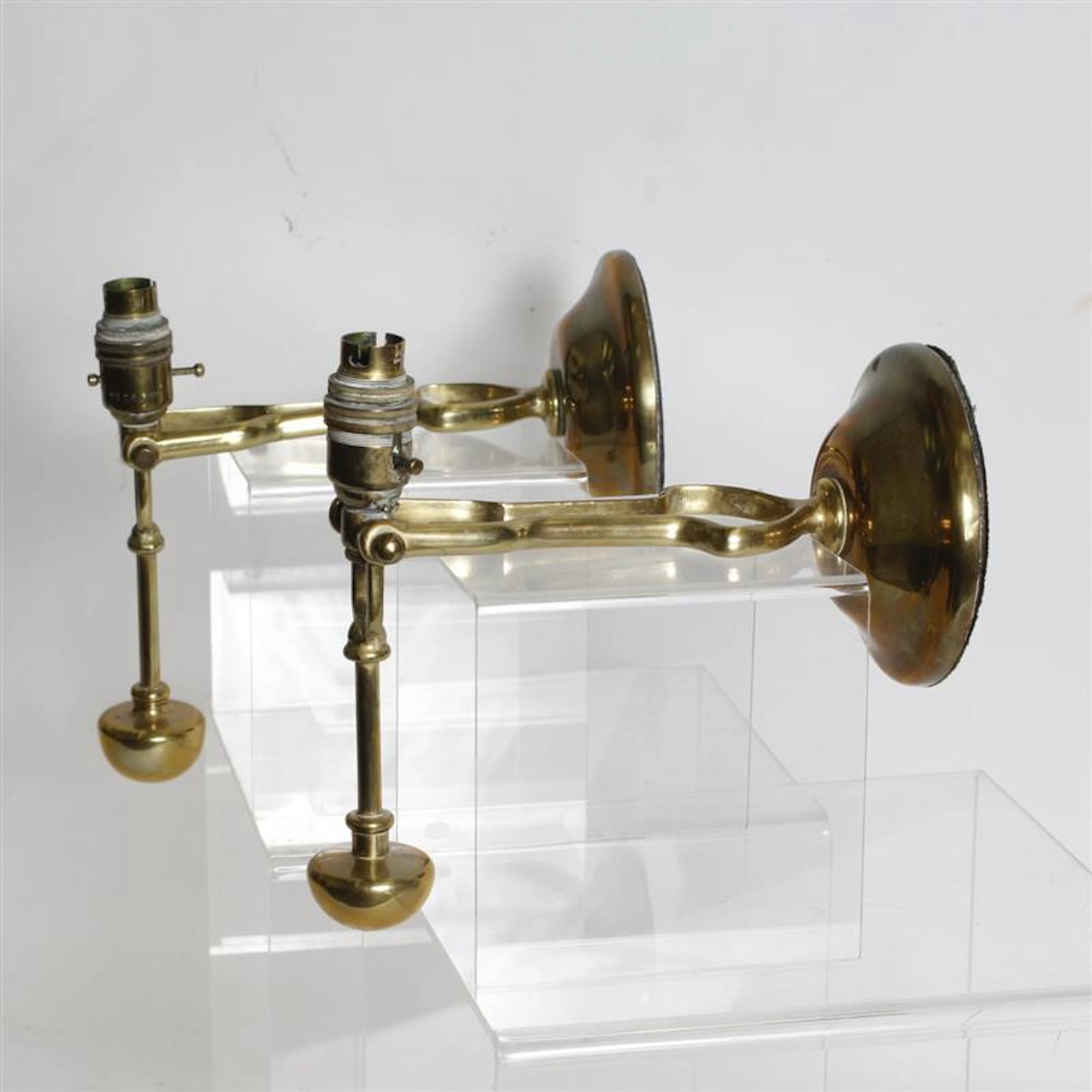 Pair antique nautical brass candle sconces.