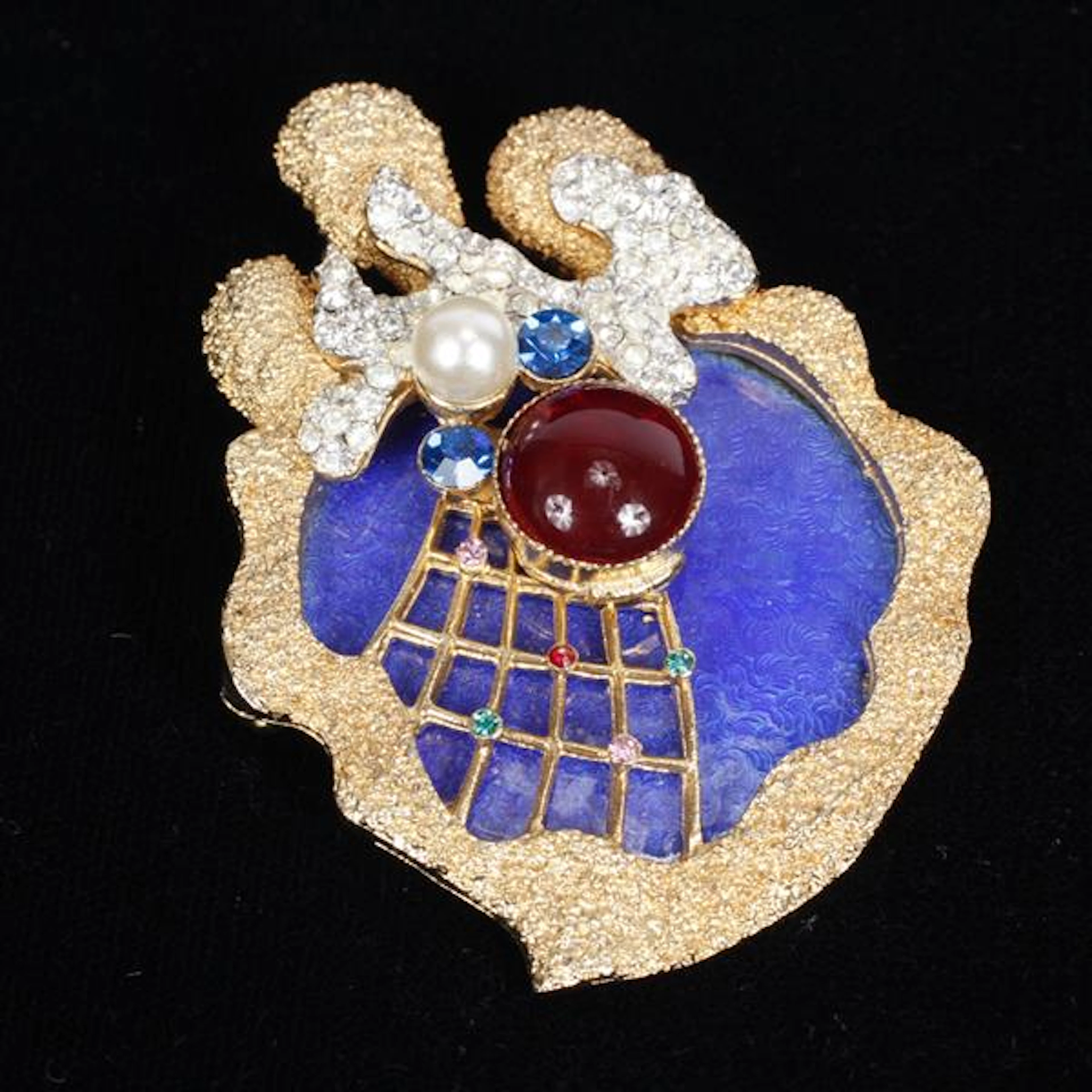 Vendome Georges Braque Pin; pave with foil enamel.