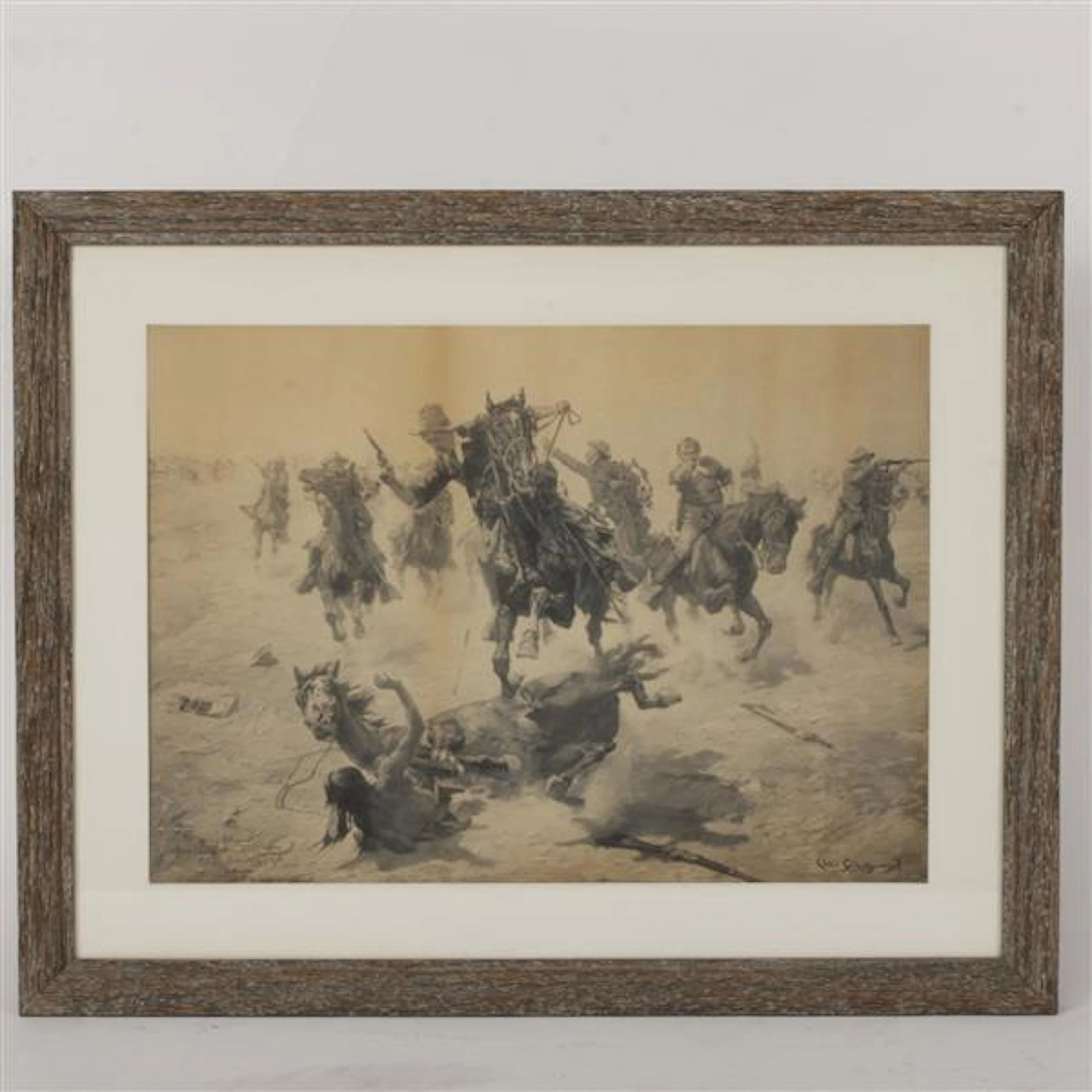 After Charles Schreyvogel, (American, 1861-1912), Western battle scene