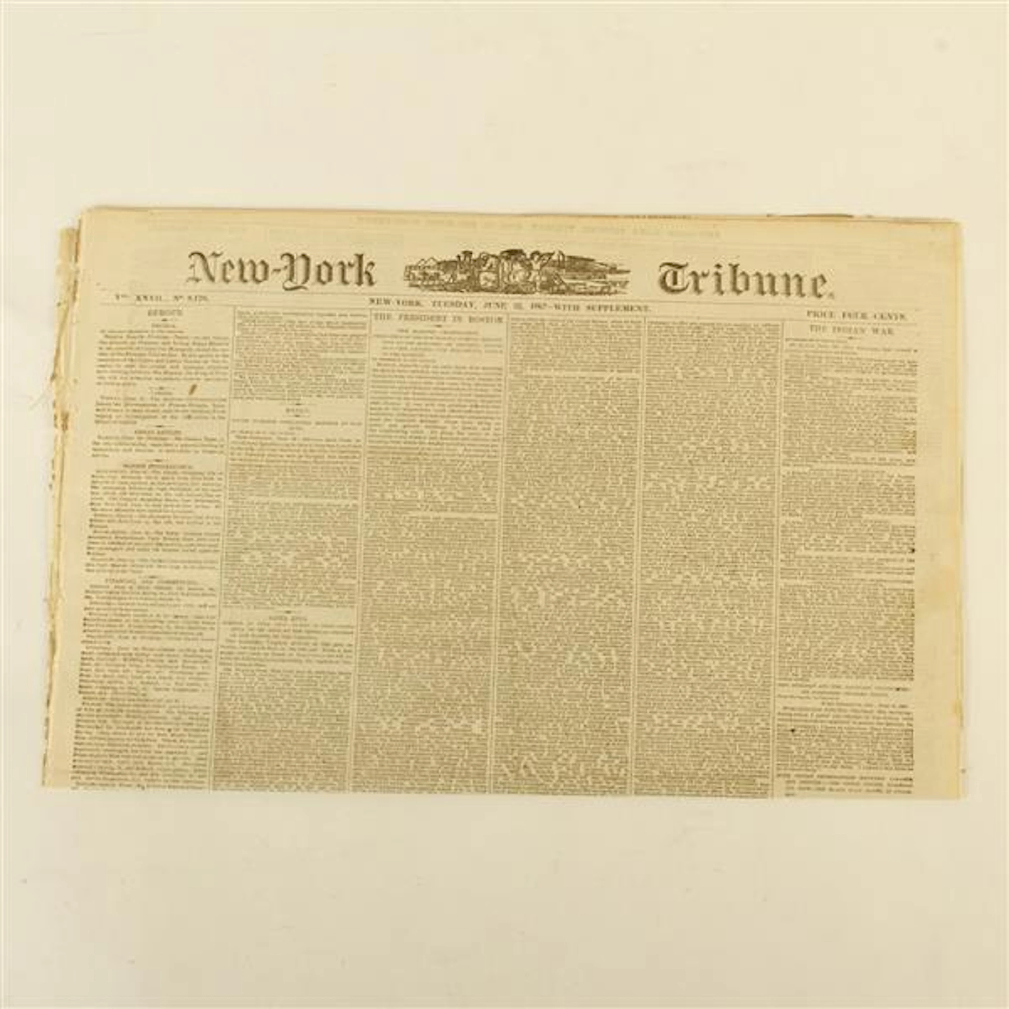New York Tribune 1867 Indian War newspaper article...