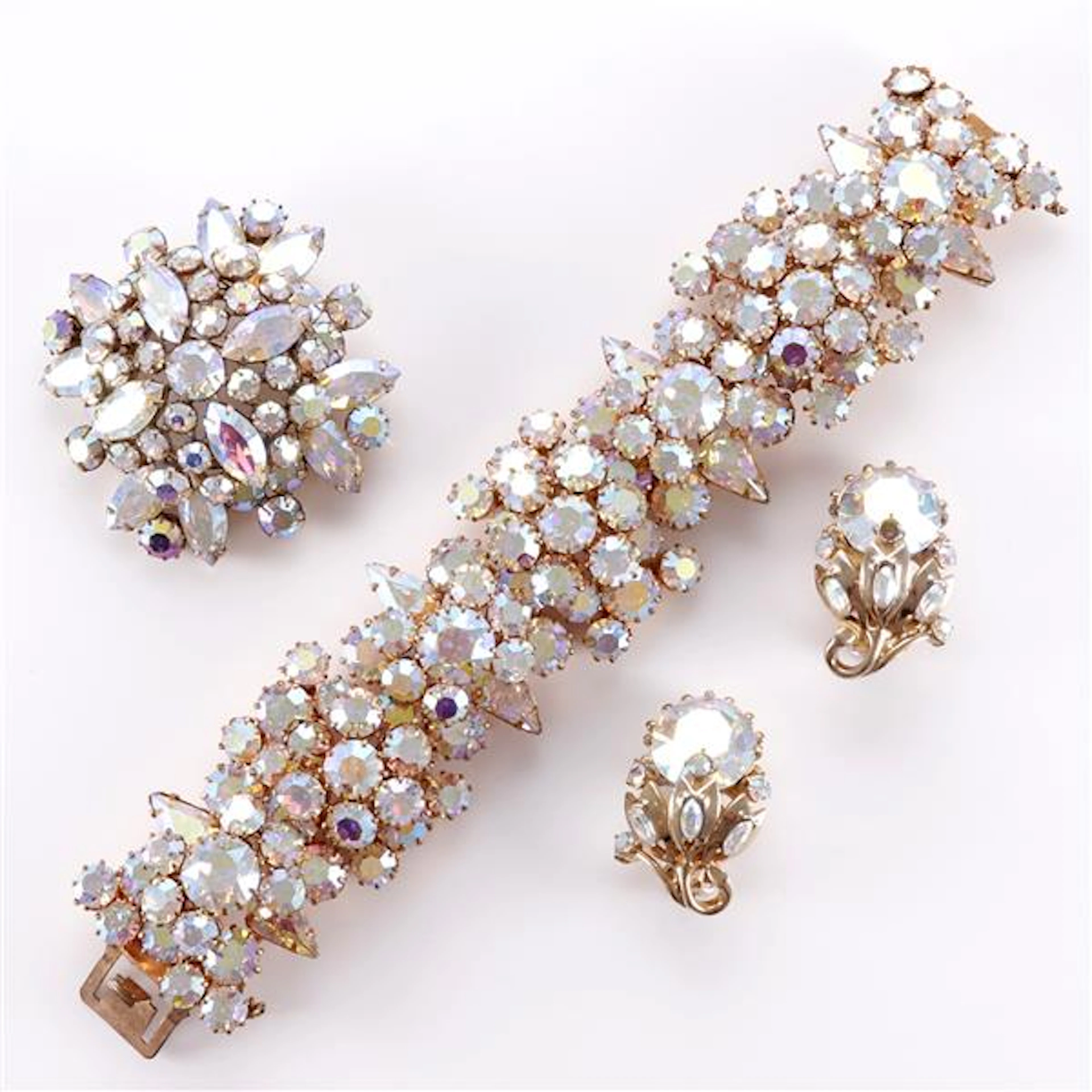 1950 unsigned Sherman aurora borealis bracelet and 1950...
