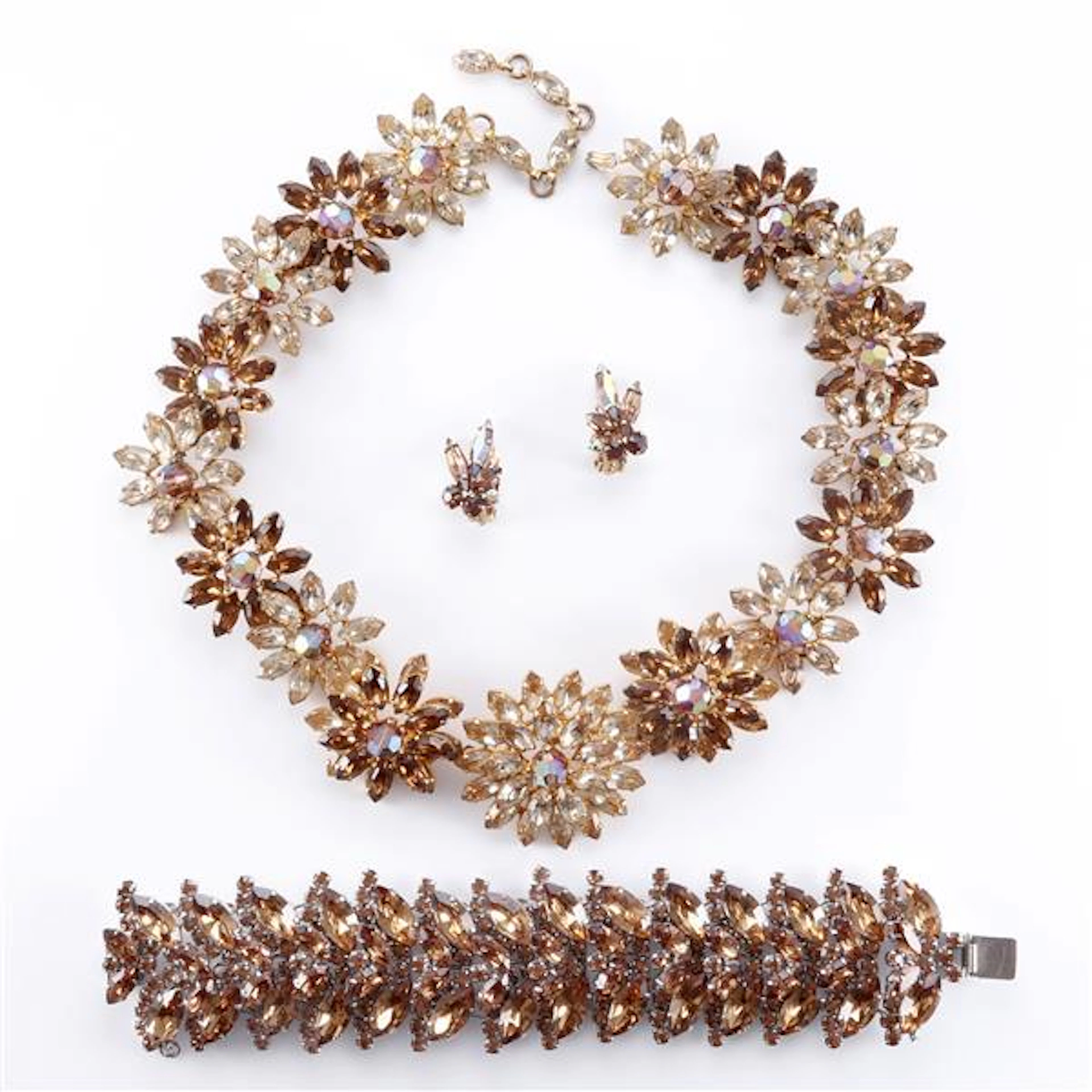 1950 Made in Austria amber and citrine aurora borealis...