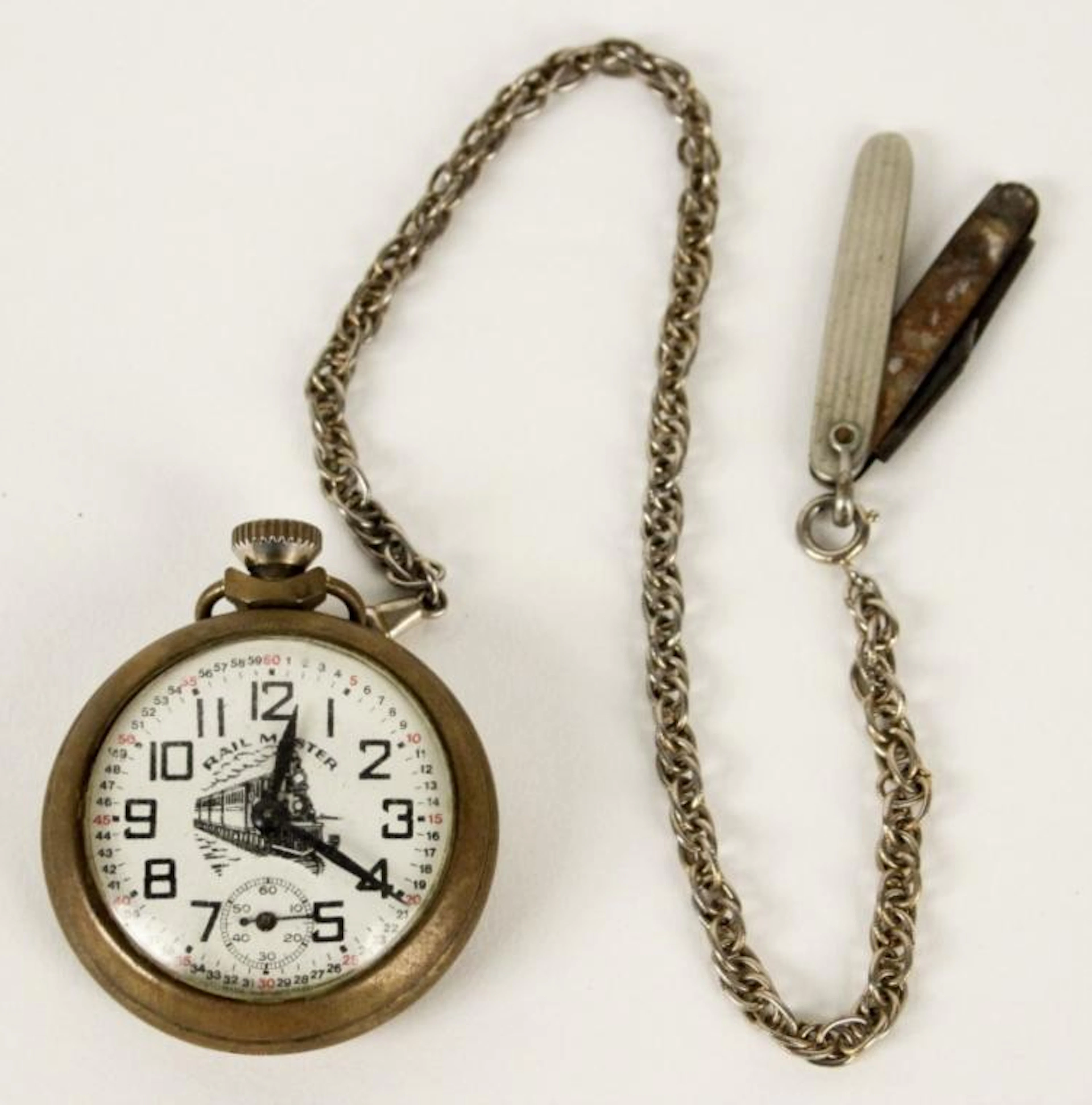 Rail Master Wind-Up Pocket Watch & Knife