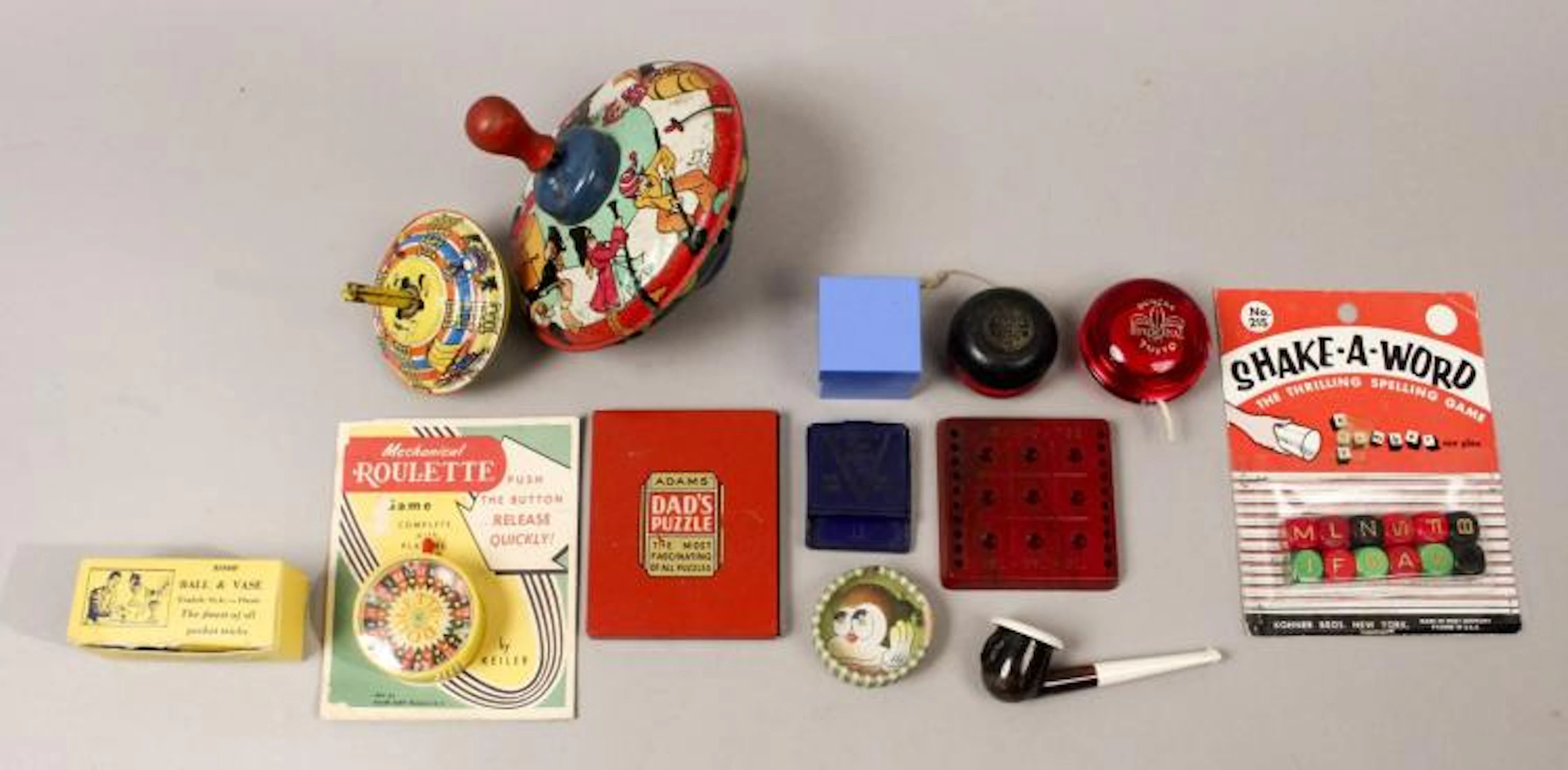 Vintage Toy Lot - Tops - Magic - Yo-Yo - Puzzles