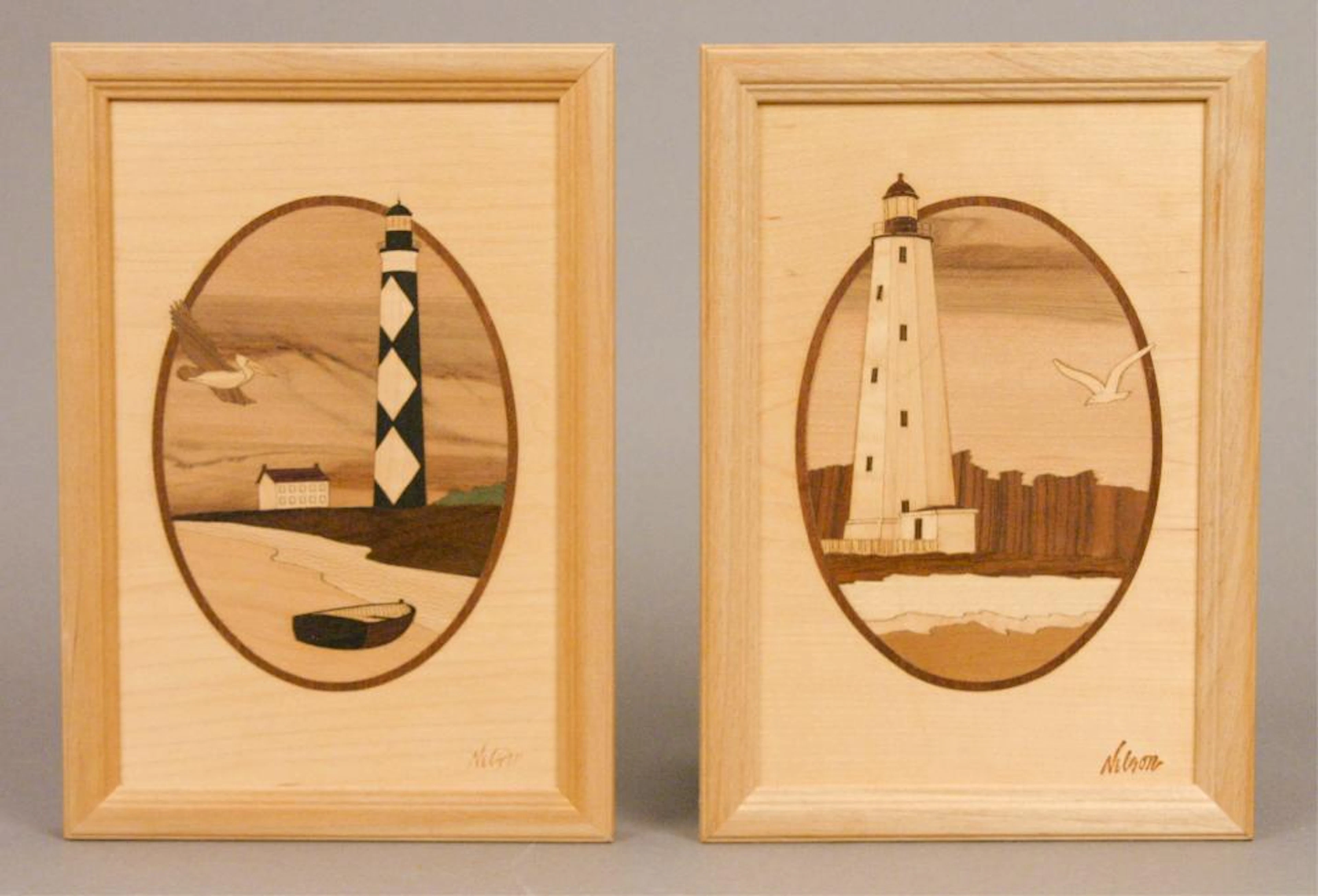 Hudson River Inlay Lighthouse Wooden Art