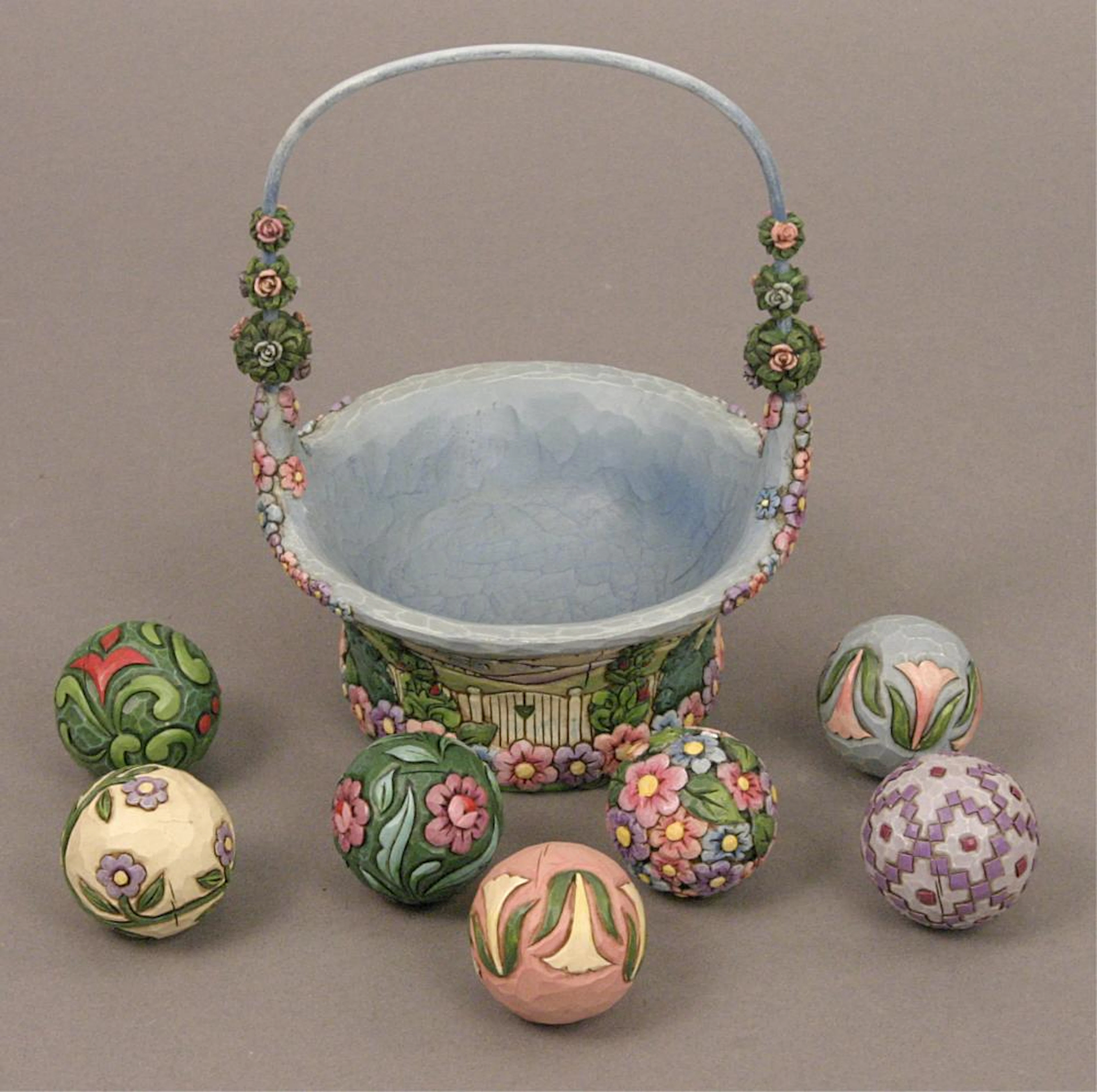 Jim Shore"Blossoms of Spring" Basket & Balls